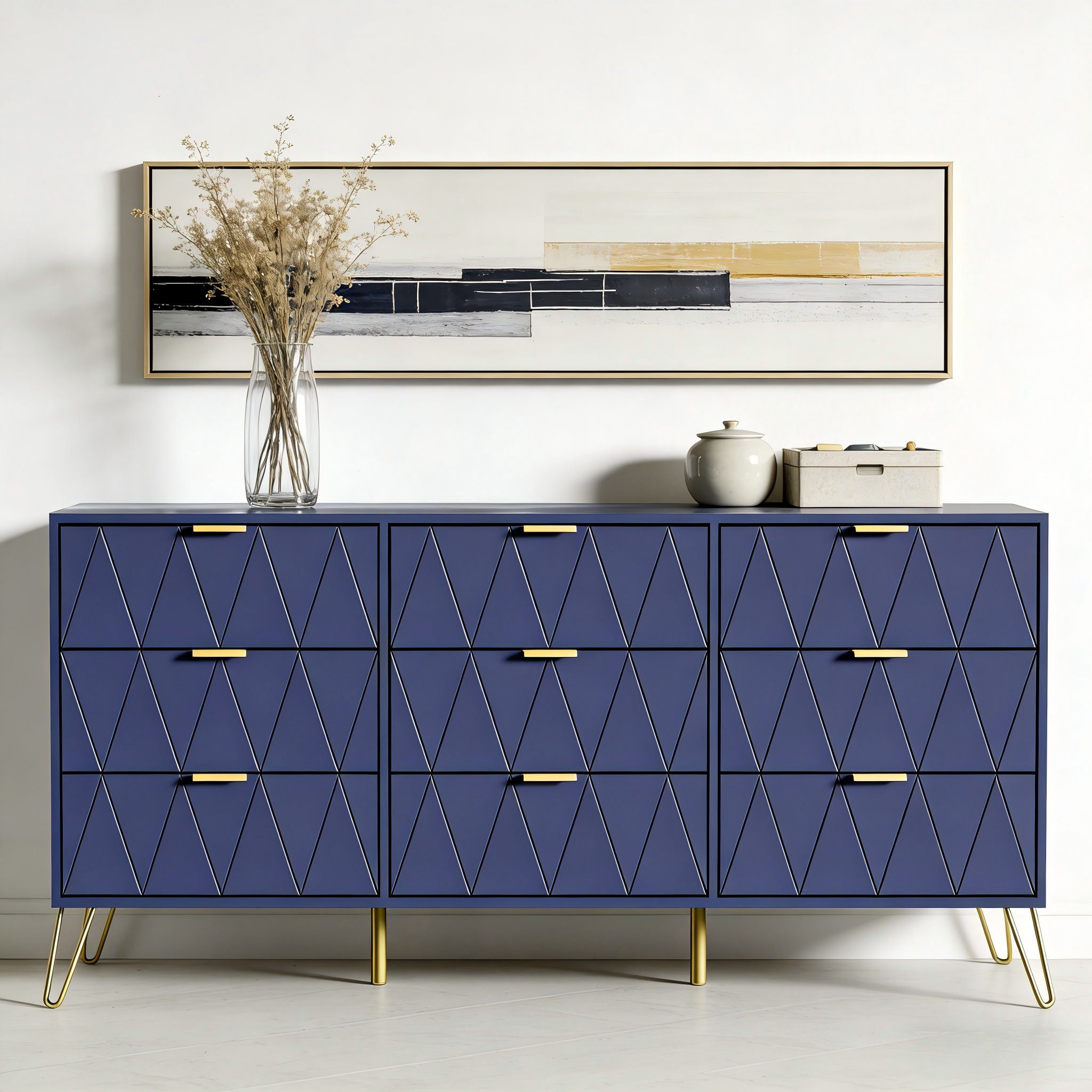 UEV Kommode modern Sideboard schmal Mehrzweckschrank für Kleidung Dokumente (Packung, Schubladenschrank mit Kippsicherung für Wohnzimmer Schlafzimmer Flur), TV  – Bild 5 von 5