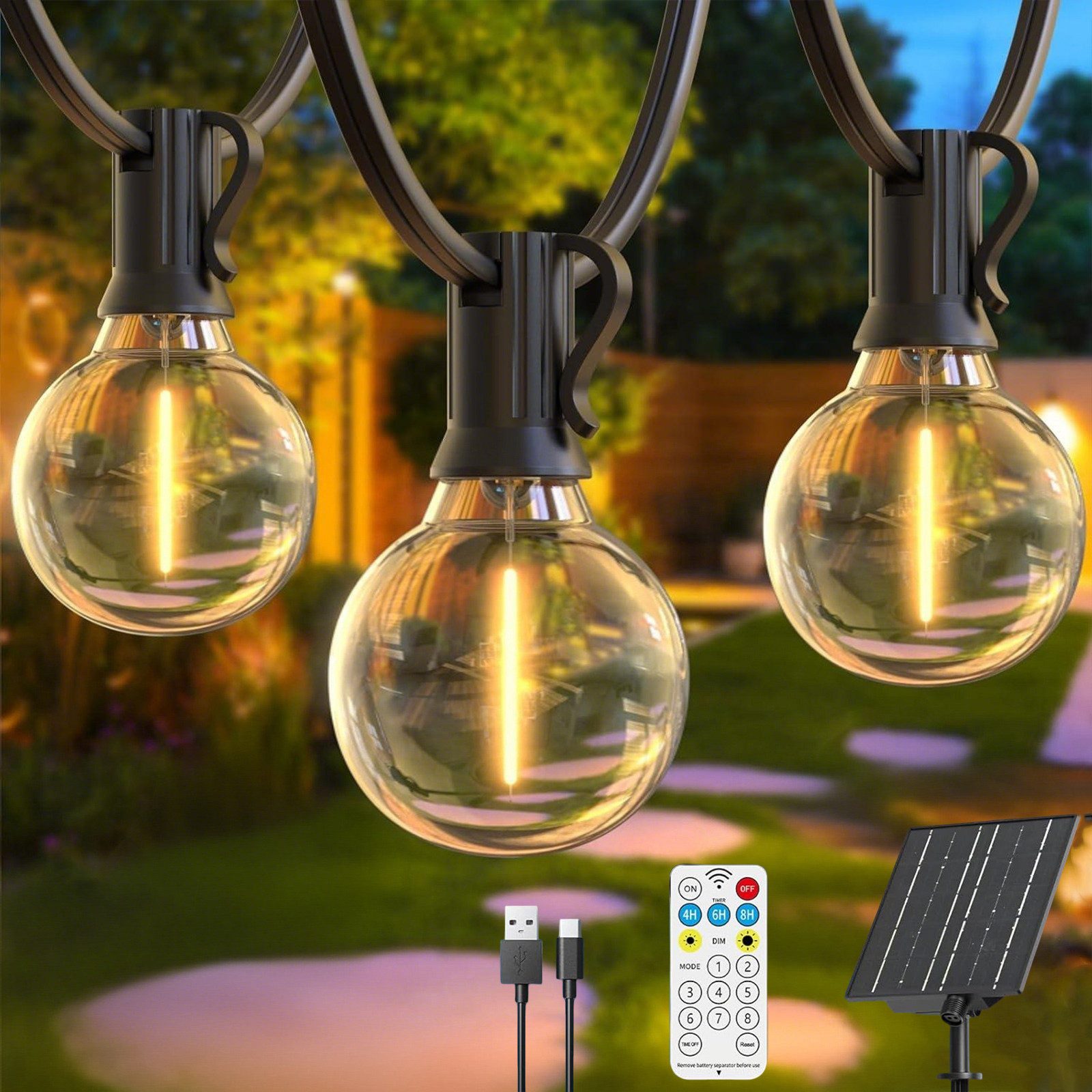 Quntis Lichterkette led lichterkette solar außen, 9/16M solarlichterkette outdoor IP44, Solarlampen Outdoor, SolarLichterkette mit Fernbedienung/Dimmbar/Timer