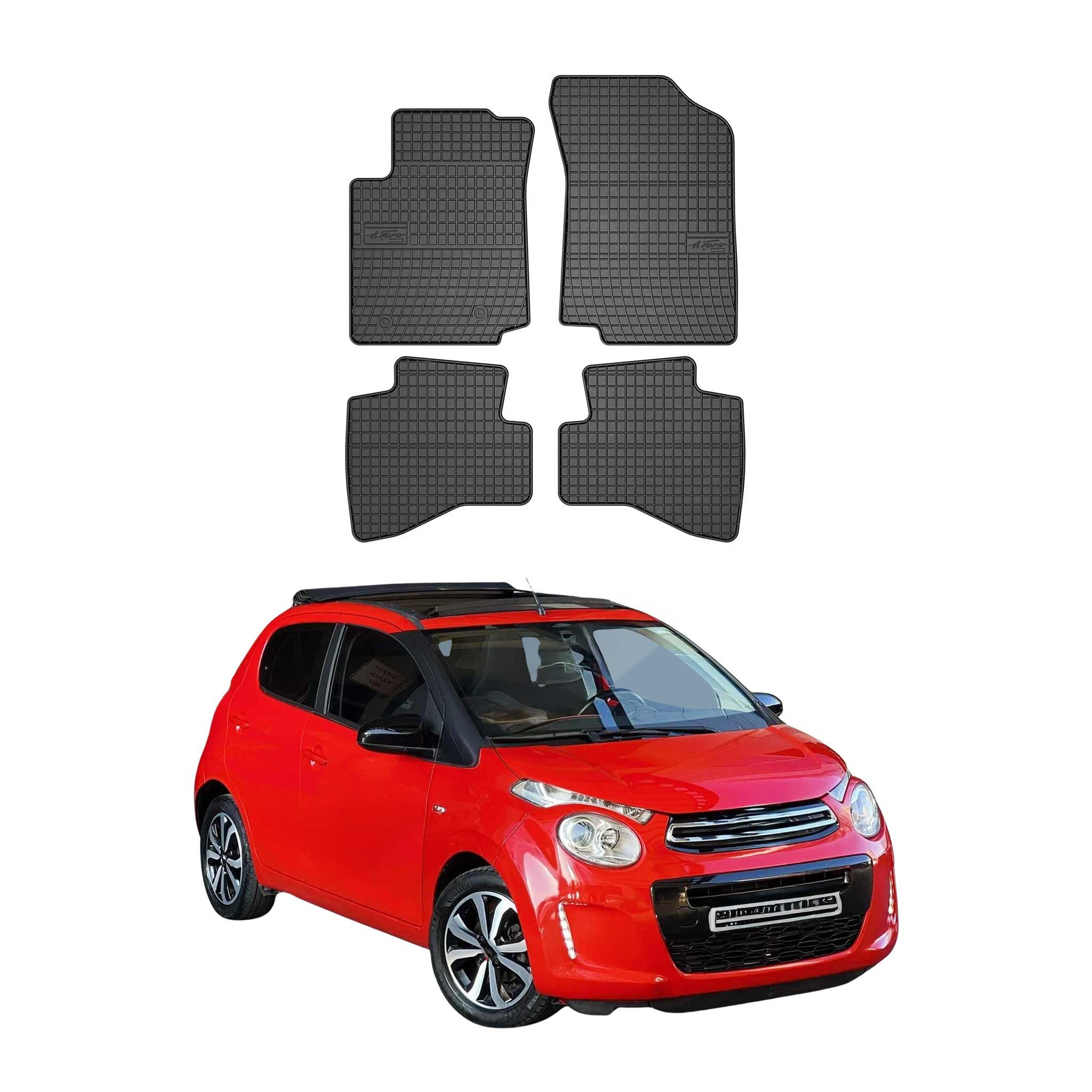 OMAC Auto-Fußmatten für Citroen C1 2014-2021 Gummimatten Schwarz 4 tlg (4 St), für Citroen C1 2014-2021 Citroen C1 2014-2021, Antirutsch,Wasserfest,Einfache Installation