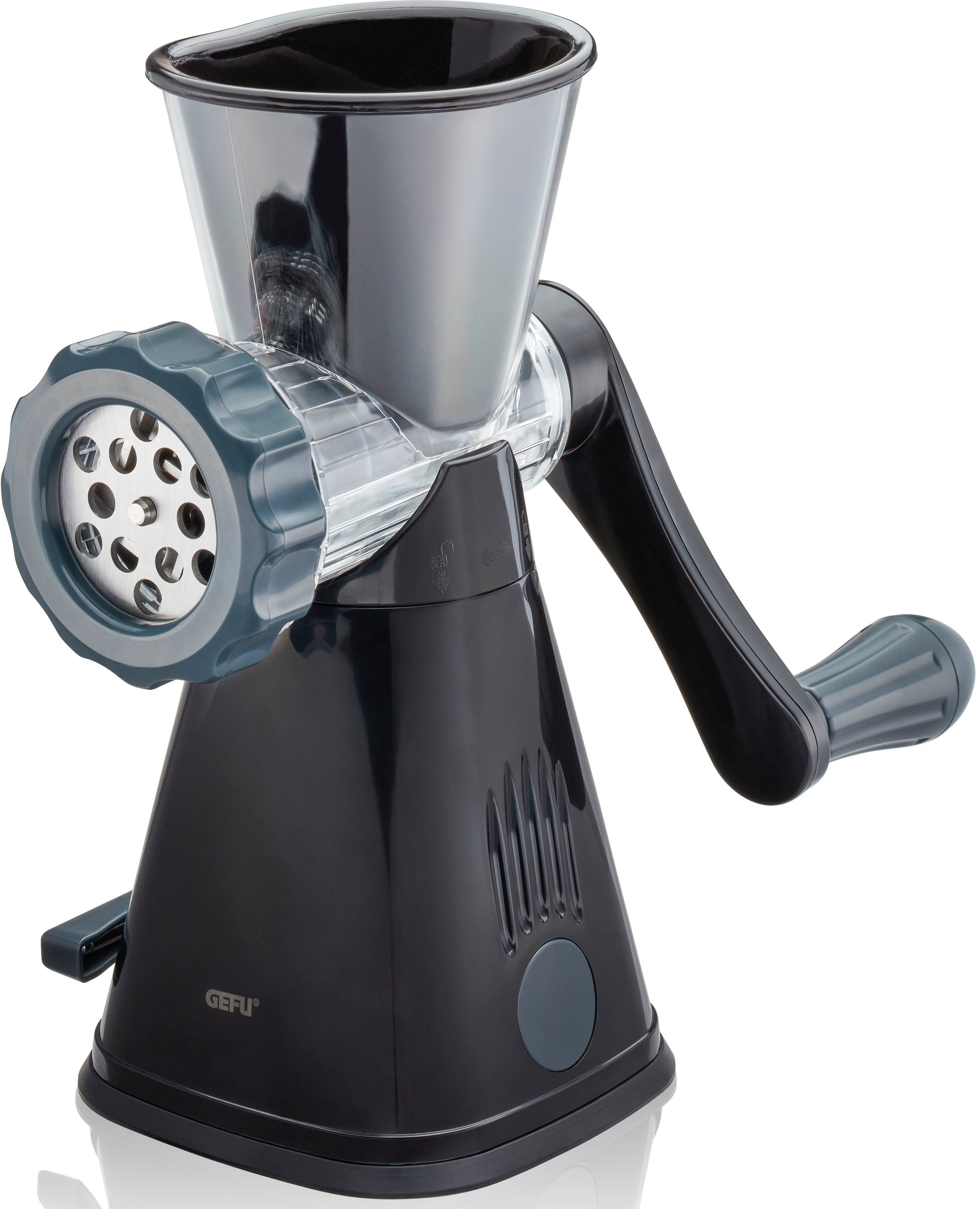 GEFU Fleischwolf METO, Set mit Spritzgebäckvorsatz und Wurstfülltrichter, inkl. selbstschärfendes Flügelmesser