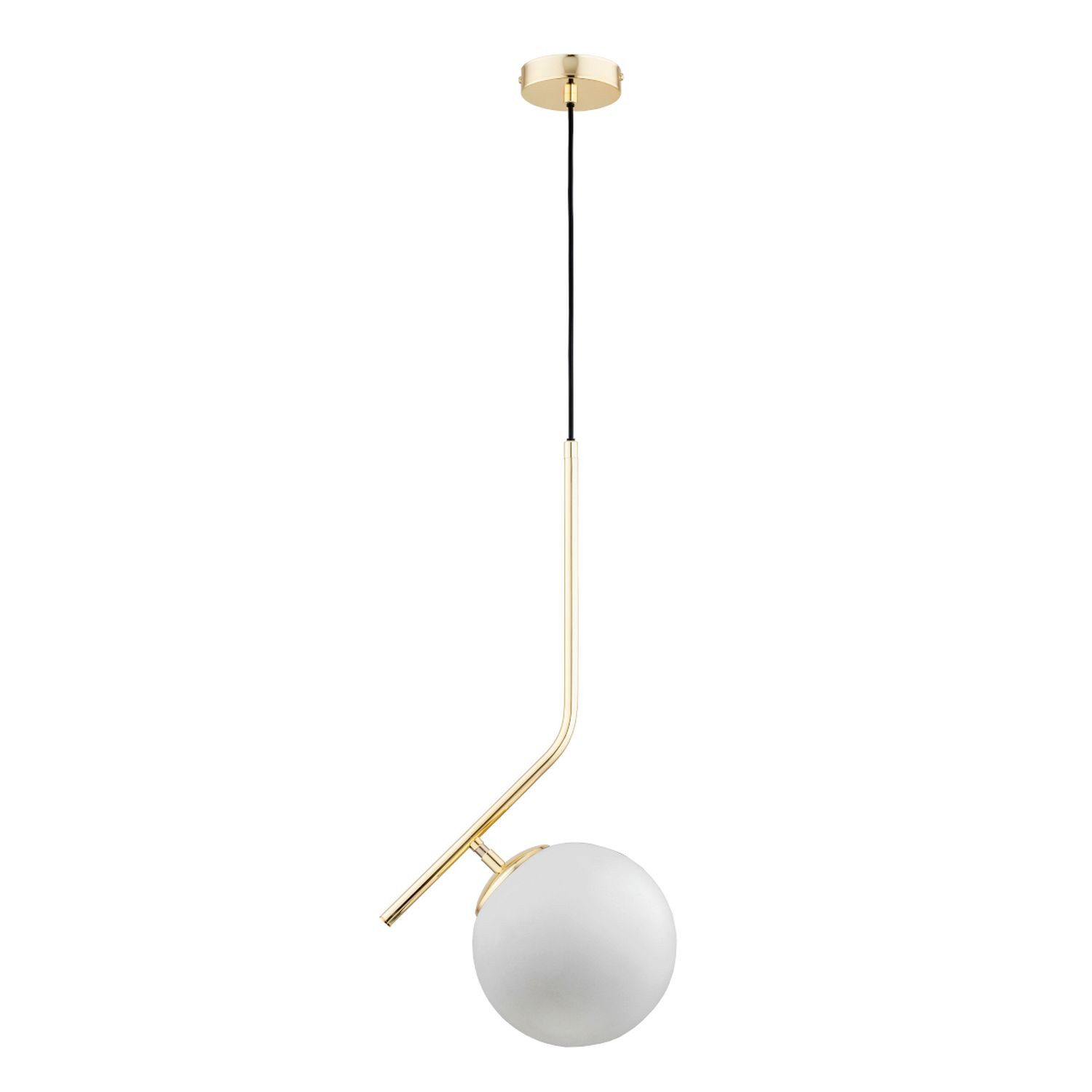 Licht-Erlebnisse Pendelleuchte ILOMA, ohne Leuchtmittel, Glas Metall H: max. 110 cm in Gold Weiß E27 Kugelschirm Modern