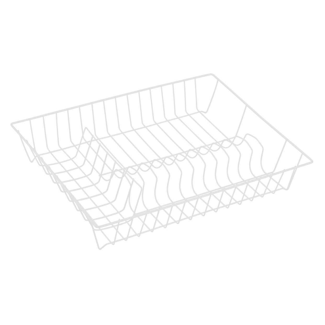 Geschirrständer BASIC, Geschirrabtropfgestell für Teller, Tassen, Gläser, Koch- u. Backutensilien, pulverbeschichteter Stahl, 43 x 34 x 7,5 cm, Farbe weiß matt