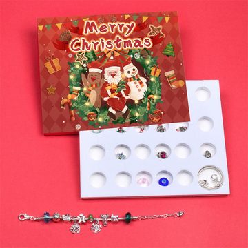 Dekorative Adventskalender 2024 Adventskalender, Weihnachten Armband Anhänger,Kinder Geschenk (24-tlg), Adventskalender Weihnachten Geschenk für Kinder