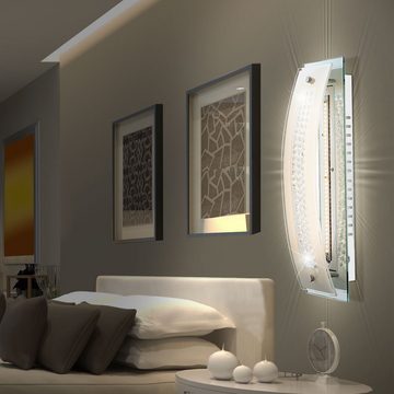 etc-shop LED Wandleuchte, LED-Leuchtmittel fest verbaut, Warmweiß, 2er Set LED Wand Leuchten Beleuchtungen Lampen Chrom Glas