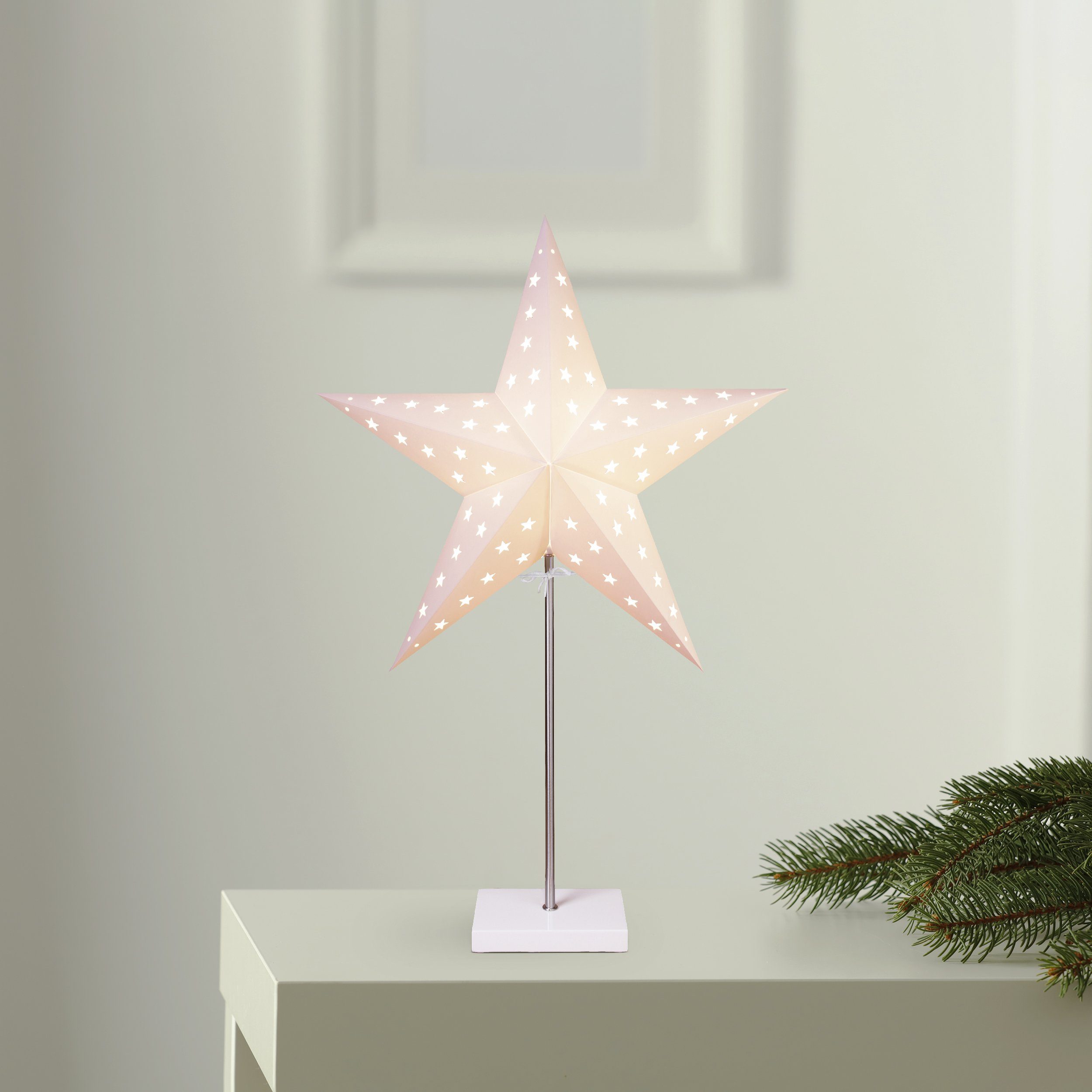 STAR TRADING LED Dekolicht Leo, Tischlampe Weihnachtsstern Leo 3D Papierstern Weihnachten in Weiß mit