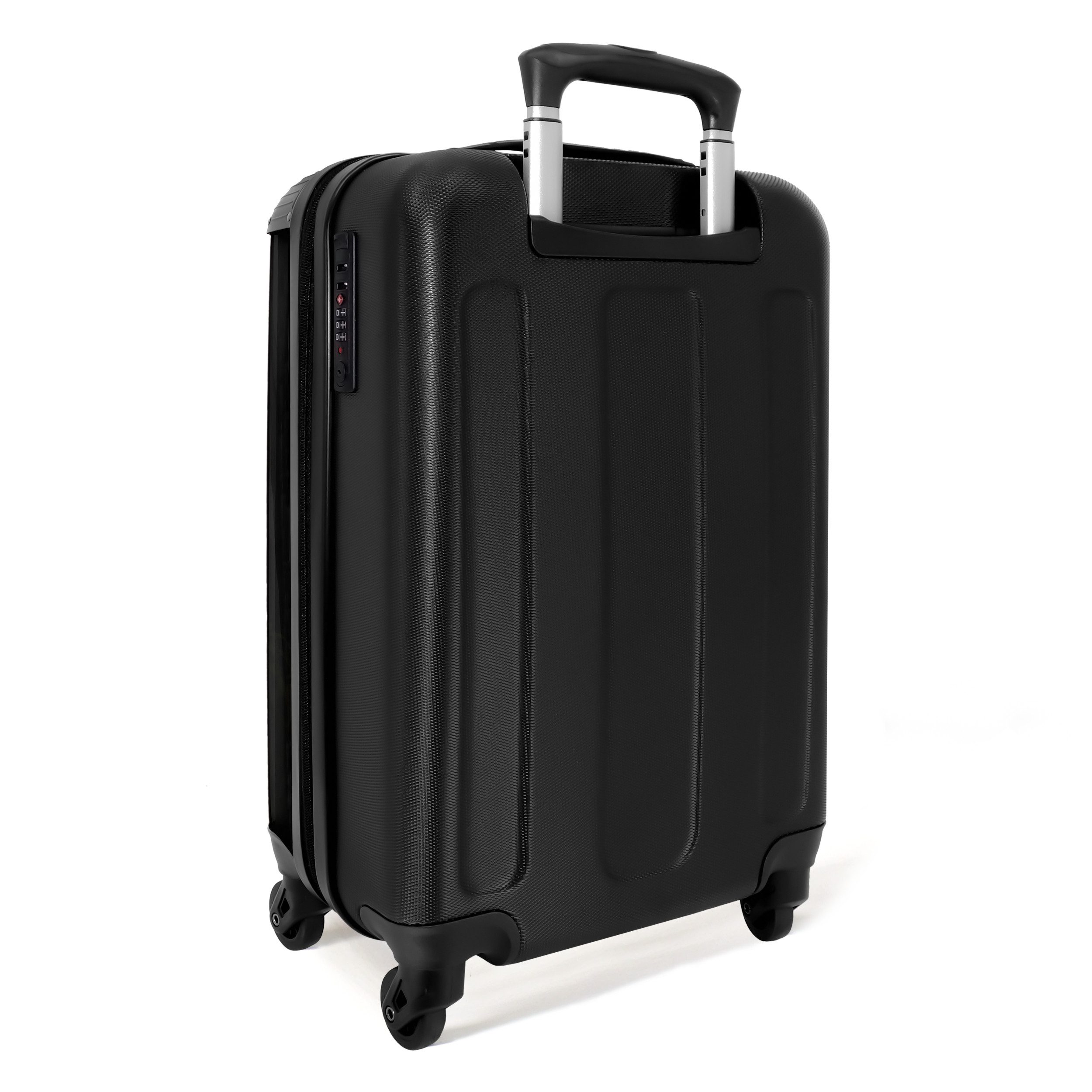 NoBoringSuitcases.com© Hartschalen-Trolley Leopard - Schwarz - Porträt - Wildtiere 55x35x20cm, 4 Rollen, Reisetasche mit Rollen, Koffer Handgepäck Flugzeug