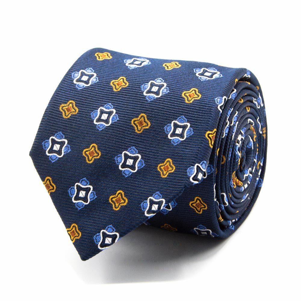 BGENTS Krawatte Seiden-Jacquard Krawatte Muster Marineblau mit Breit (8cm) geometrischem