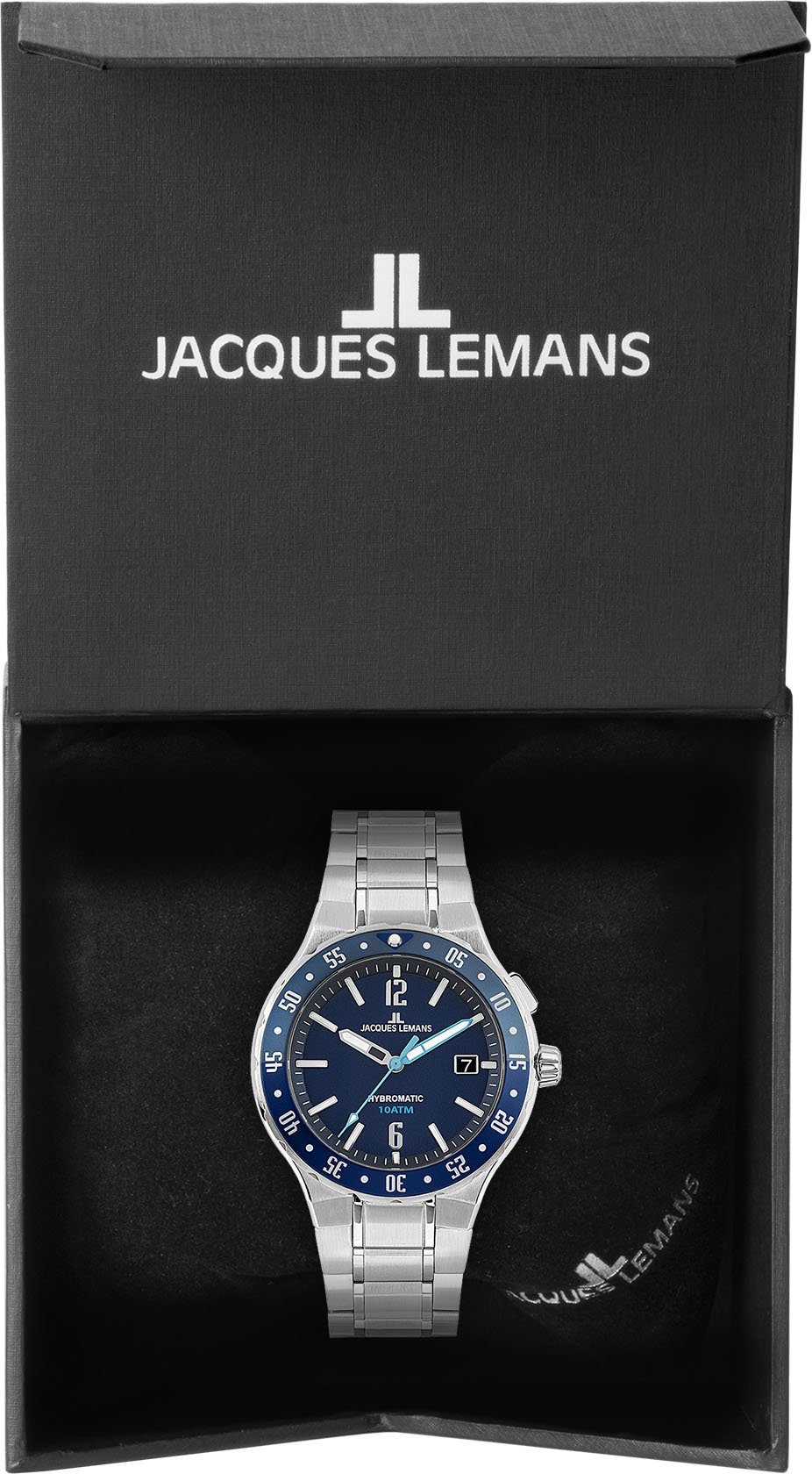 Jacques Lemans Kineticuhr Hybromatic, 1-2109H silber blau