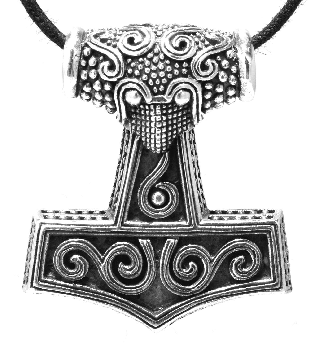 Thor Thorshammer Wikinger Kettenanhänger Kiss of Thorhammer Silber Hammer 925 Leather