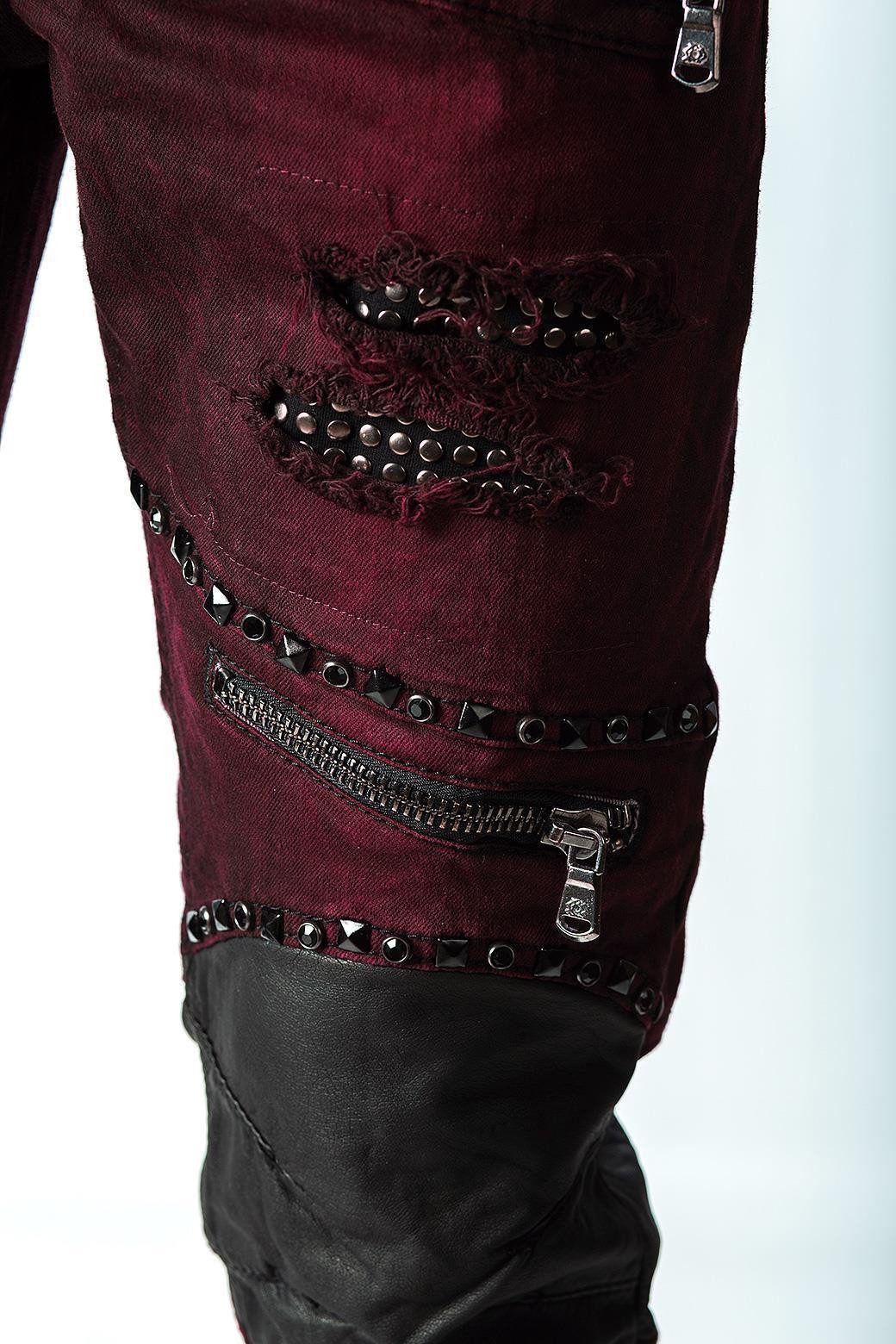 Cipo & Baxx Bikerjeans Herren Slim Fit Hose Stonewashed BA-CD481 mit Kunstleder Bereichen und Nieten – Bild 5 von 5