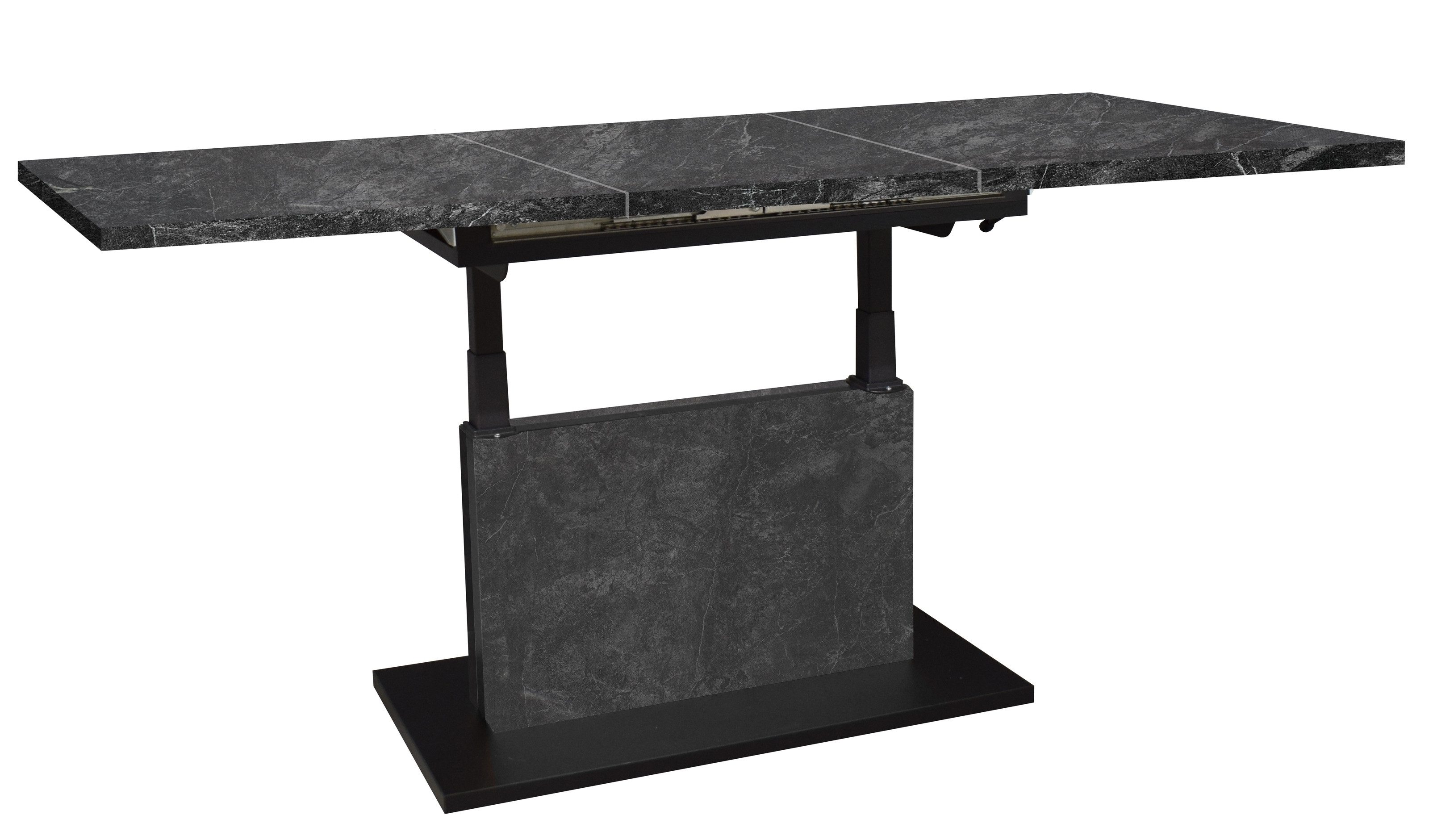freiraum Couchtisch Lift, verstellbar, keramik optik grau / schwarz - 120/160x56/75x70 (BxHxT)