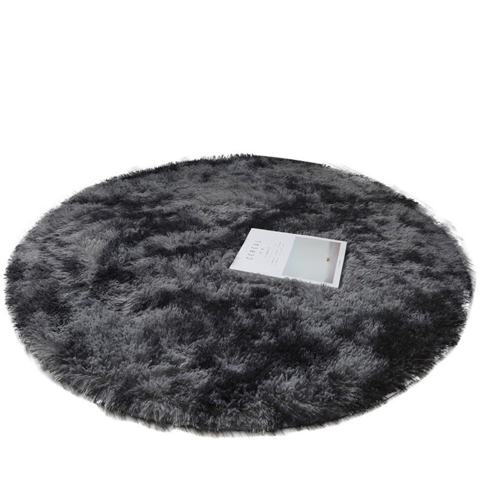 Hochflor-Teppich Teppich Rund Wohnzimmer Shaggy Teppich Flauschiger(grau,100x100 cm), FELIXLEO
