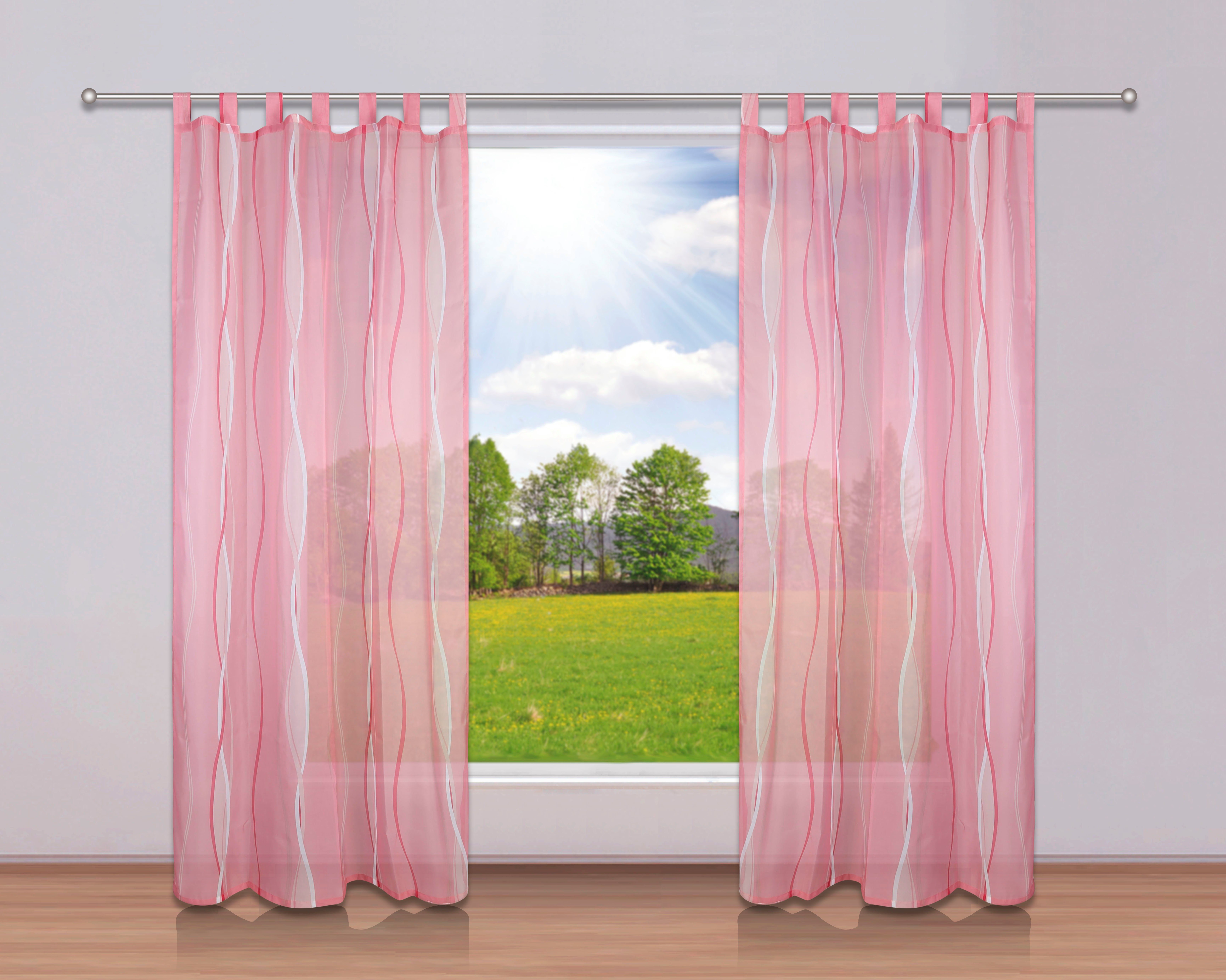 Gardine Dimona, my home, transparent, (2 2er-Set, St), Schlaufen Wellen Polyester, rosé Voile, Voile
