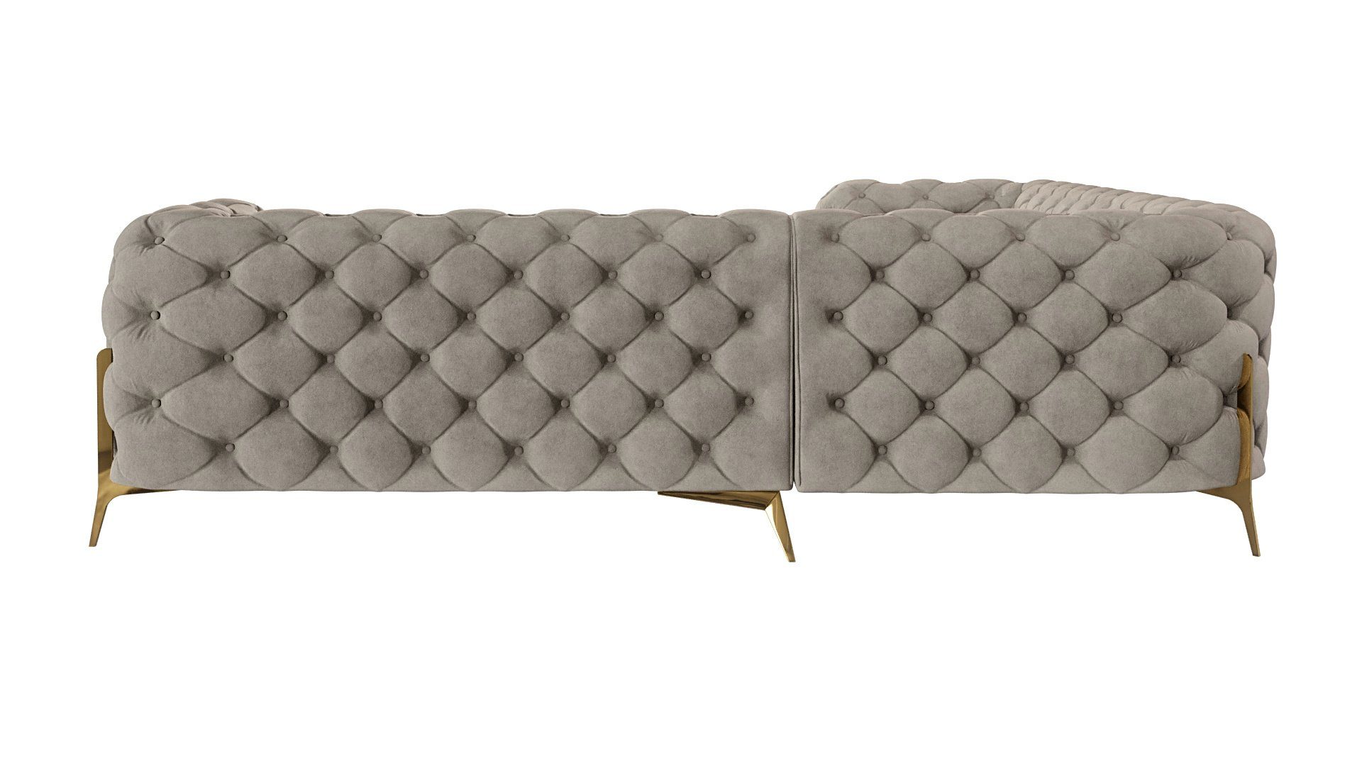 S-Style Möbel Ecksofa Ashley, Chesterfield mit Goldenen Metall Füßen, mit Wellenfederung