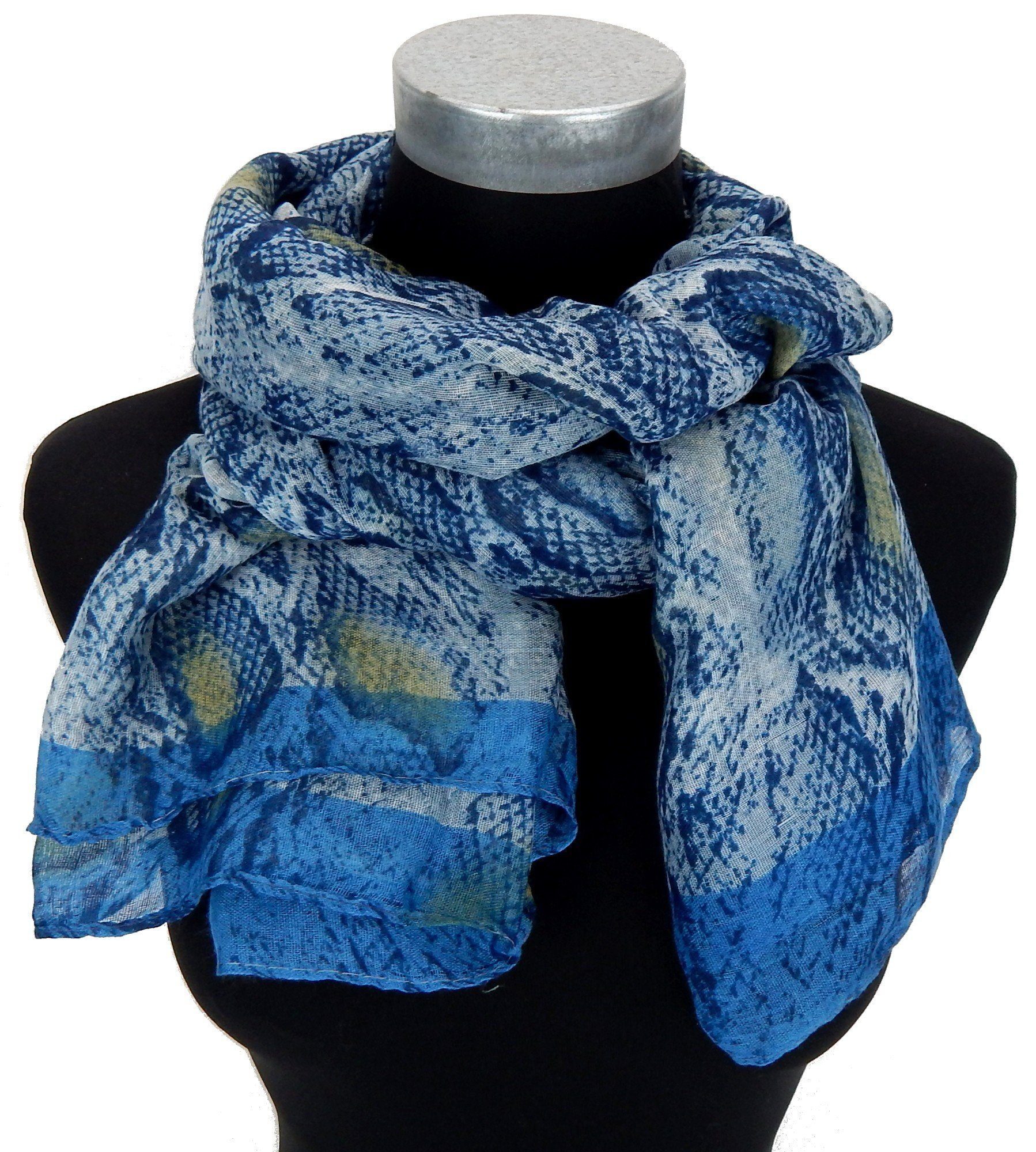 Ella Jonte Modeschal, leichter Schal blau animalprint mit Schlangenmuster Viskose