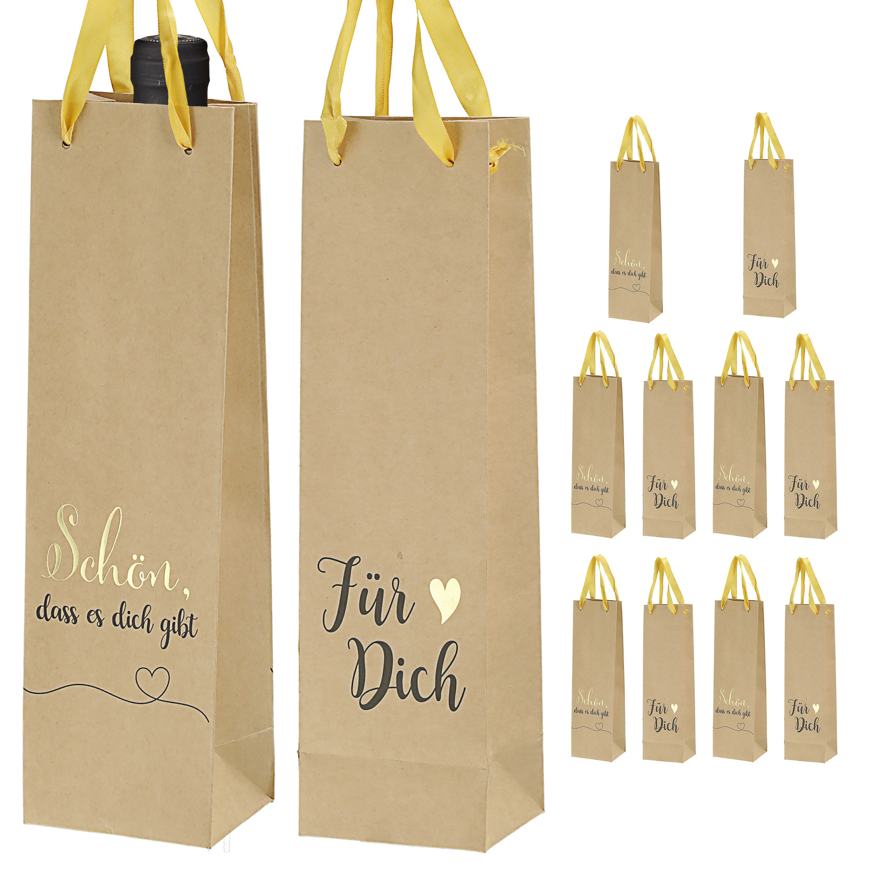 CEPEWA Weinflaschenhalter Flaschentüte 'Für Dich' 2 Motive 12er Set 8x35x8c günstig online kaufen