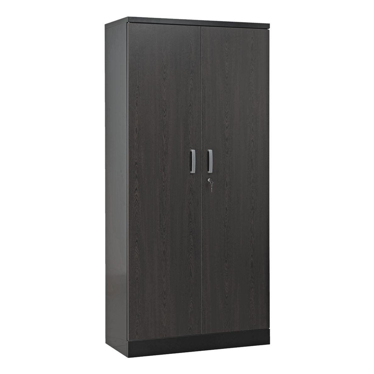 GUERKAN Aktenschrank 5 OH, Stahlschrank, Türen in Holzoptik / schwarzer Korpus, 92x195 cm schwarz/Wenge