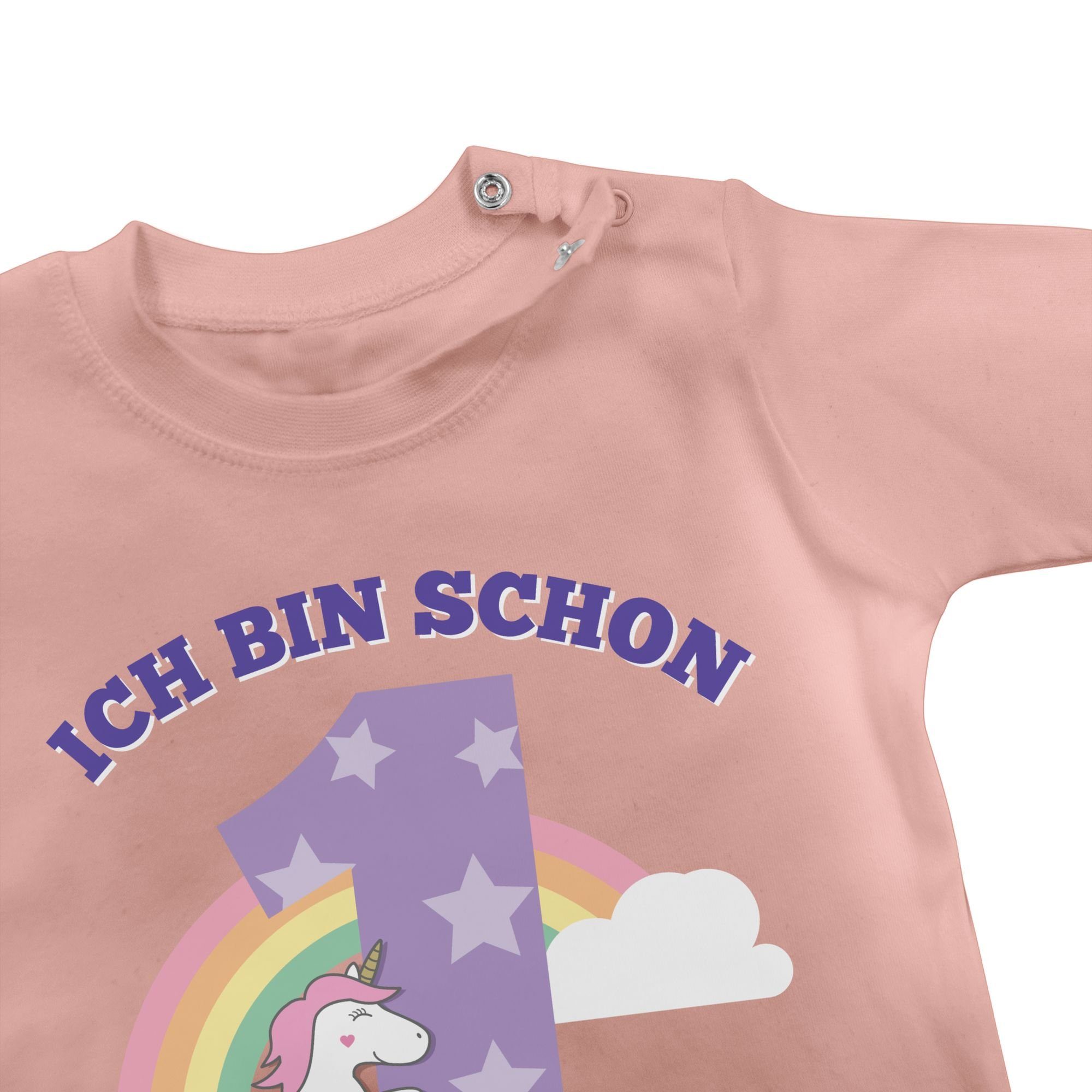 Ich Einhorn Shirtracer eins Babyrosa T-Shirt 1 Geburtstag bin schon 1.