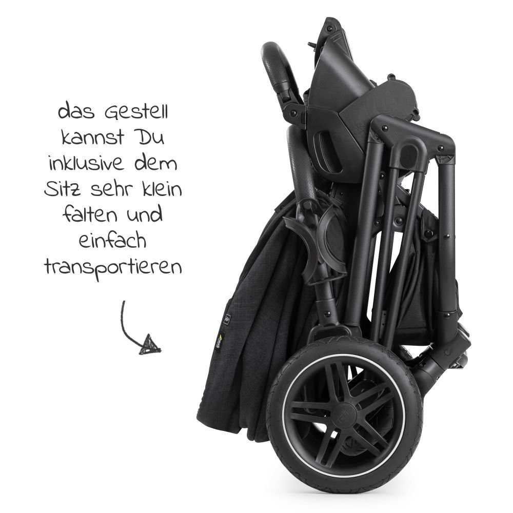 Babywanne, mit Set Kombi-Kinderwagen X Sportsitz, Set Isofix - Base Babyschale, Hauck Black, Kinderwagen Vision Melange 4in1 Trio