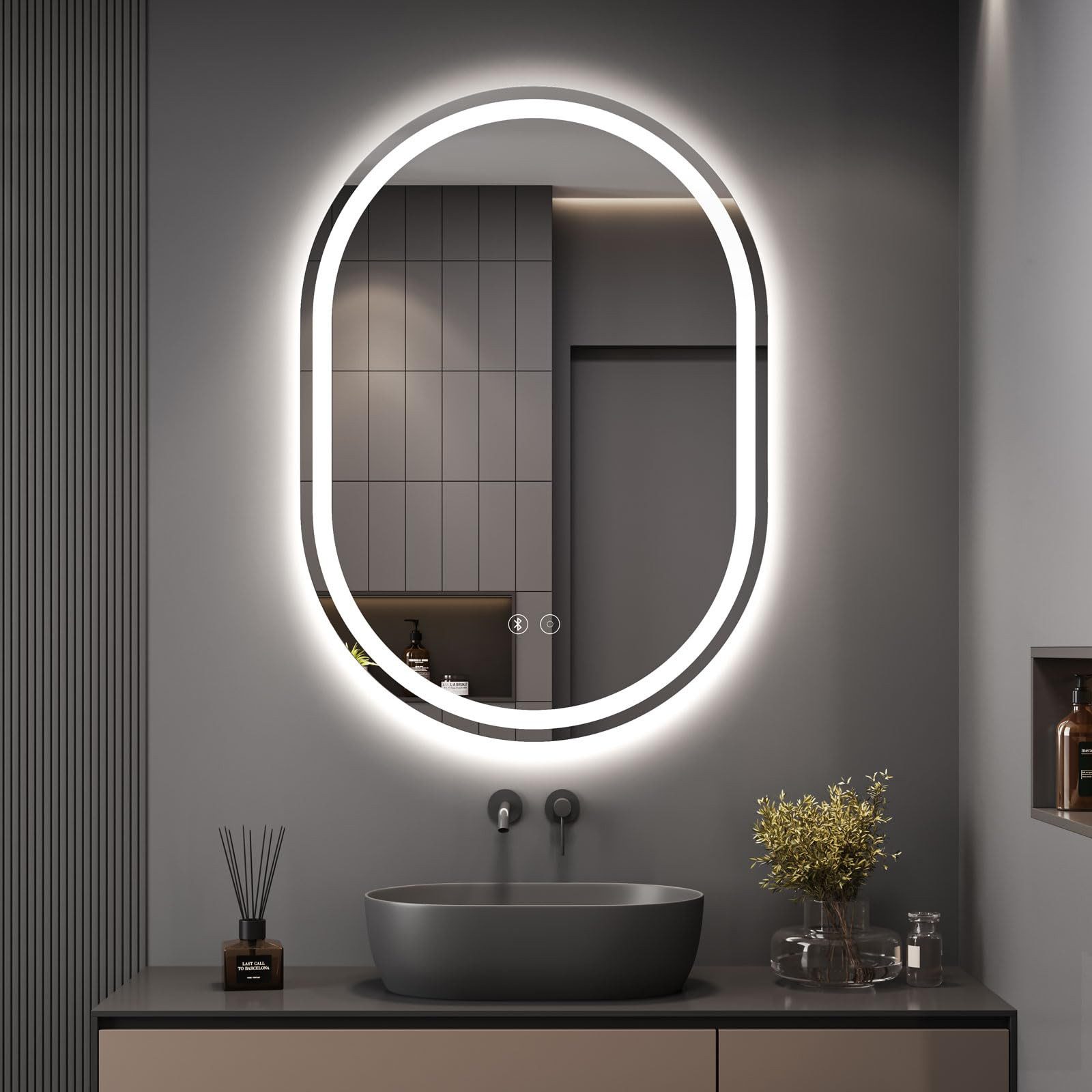 Dripex Badspiegel LED Oval Badezimmerspiegel mit Bluetooth-Lautsprecher / m günstig online kaufen