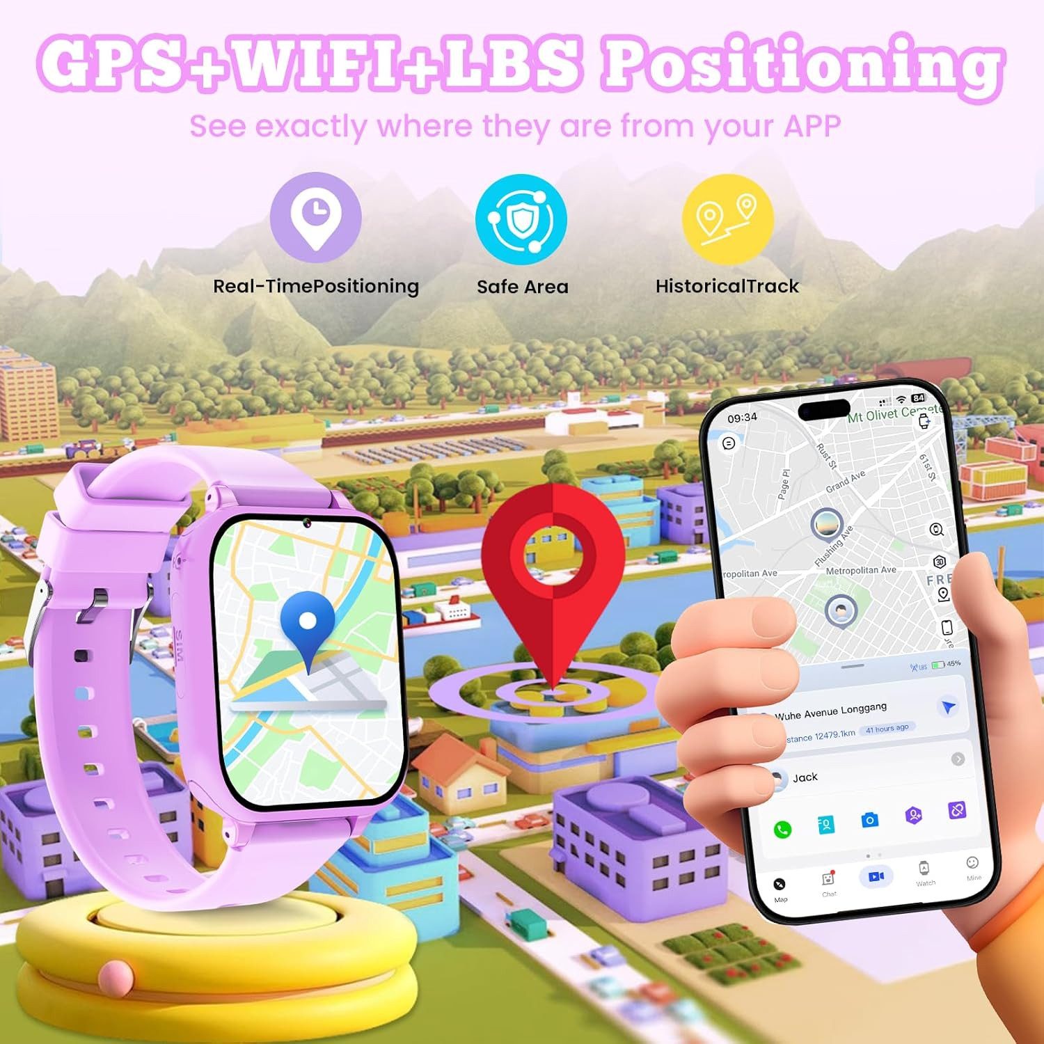 CATGIFF A22 Smartwatch (3,9 cm, sim-karte), Kinder Smartwatch GPS 4G