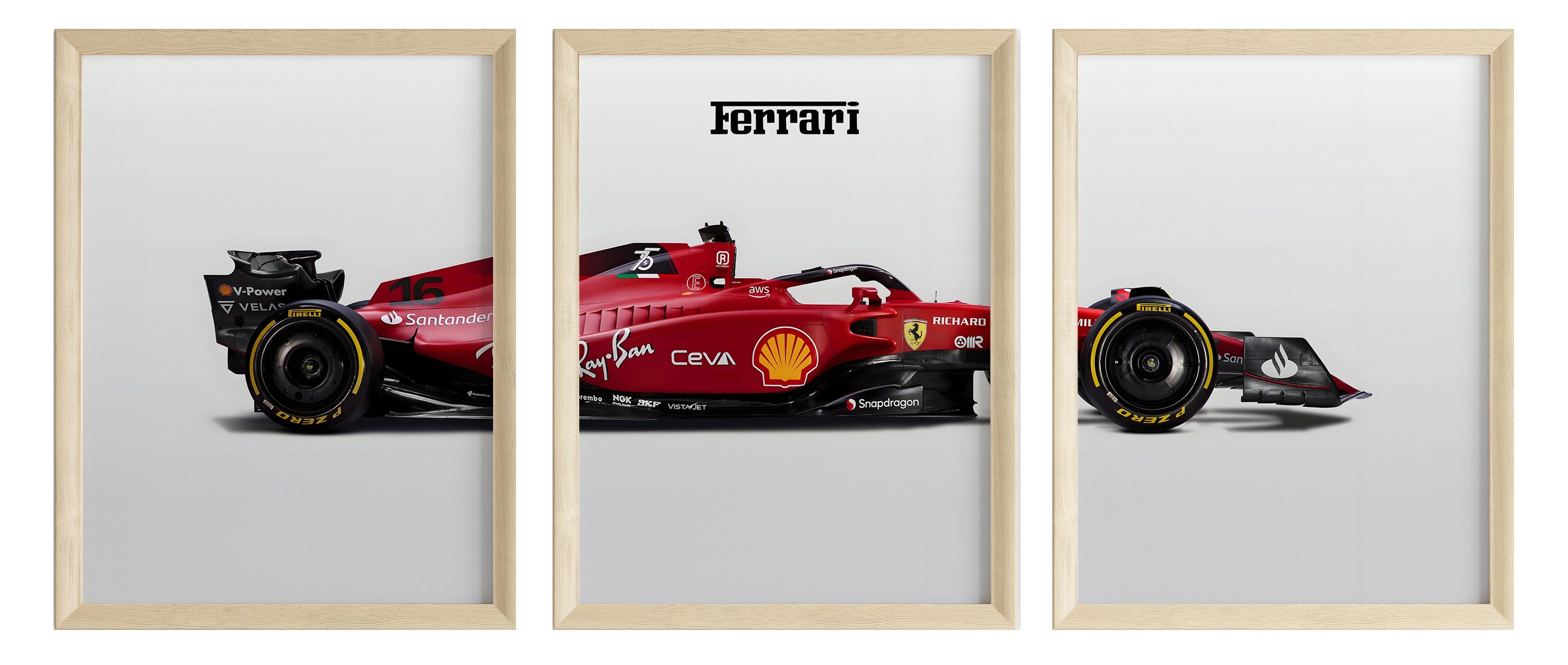 Poster Premium ® Ferrari Formel 1 3er-Set Poster · Rennwagen · ohne Rahmen