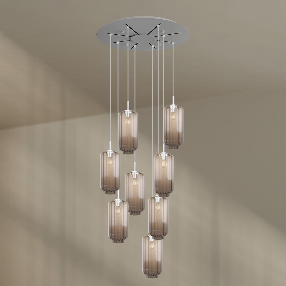 s.luce Pendelleuchte Velo Galerieleuchte 8-flg Ø 80cm Baldachin Ø 18cm Klar