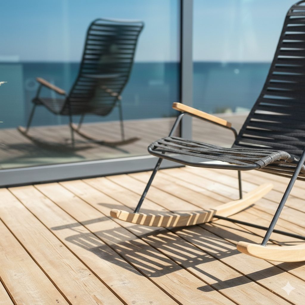 Liadomo Gartenlounge-Sessel Atina, Armlehnen & Kufen aus Teakholz, Rope, Gestell Edelstahl