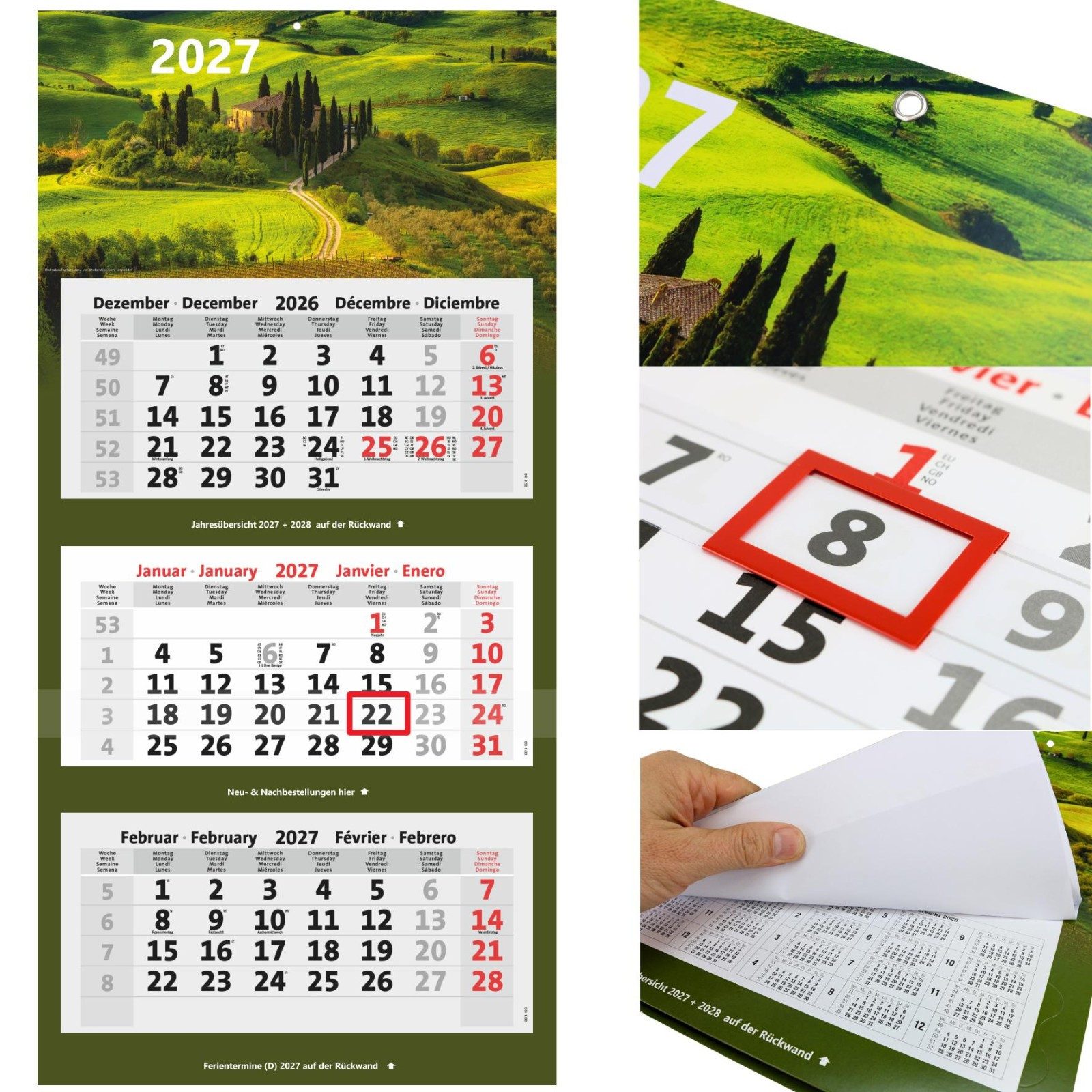 Anschütz Wandkalender Bildkalender 3-Monatskalender 2027