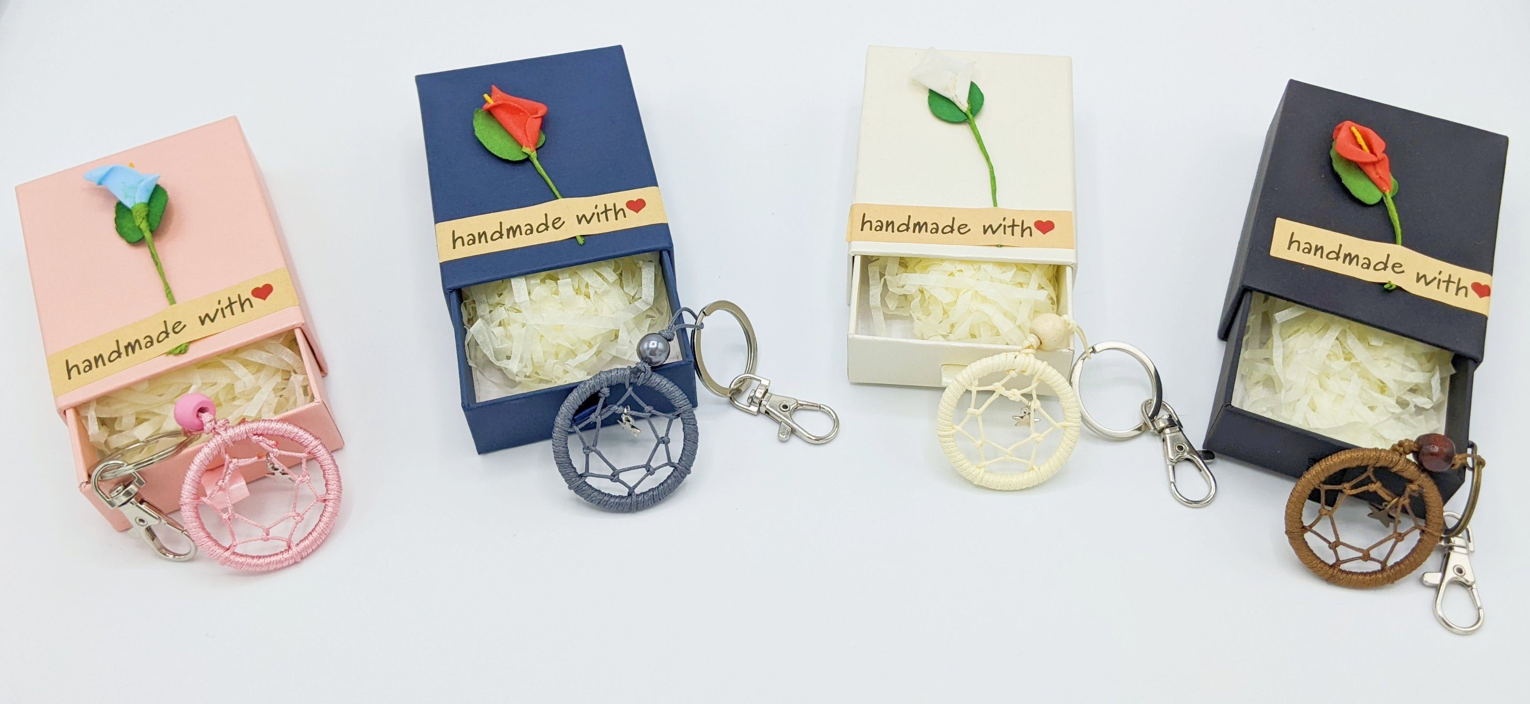 Traumfänger Schlüsselanhänger Handmade 101DIYStudio Schönes Geschenkbox, Braun mit Geschenk