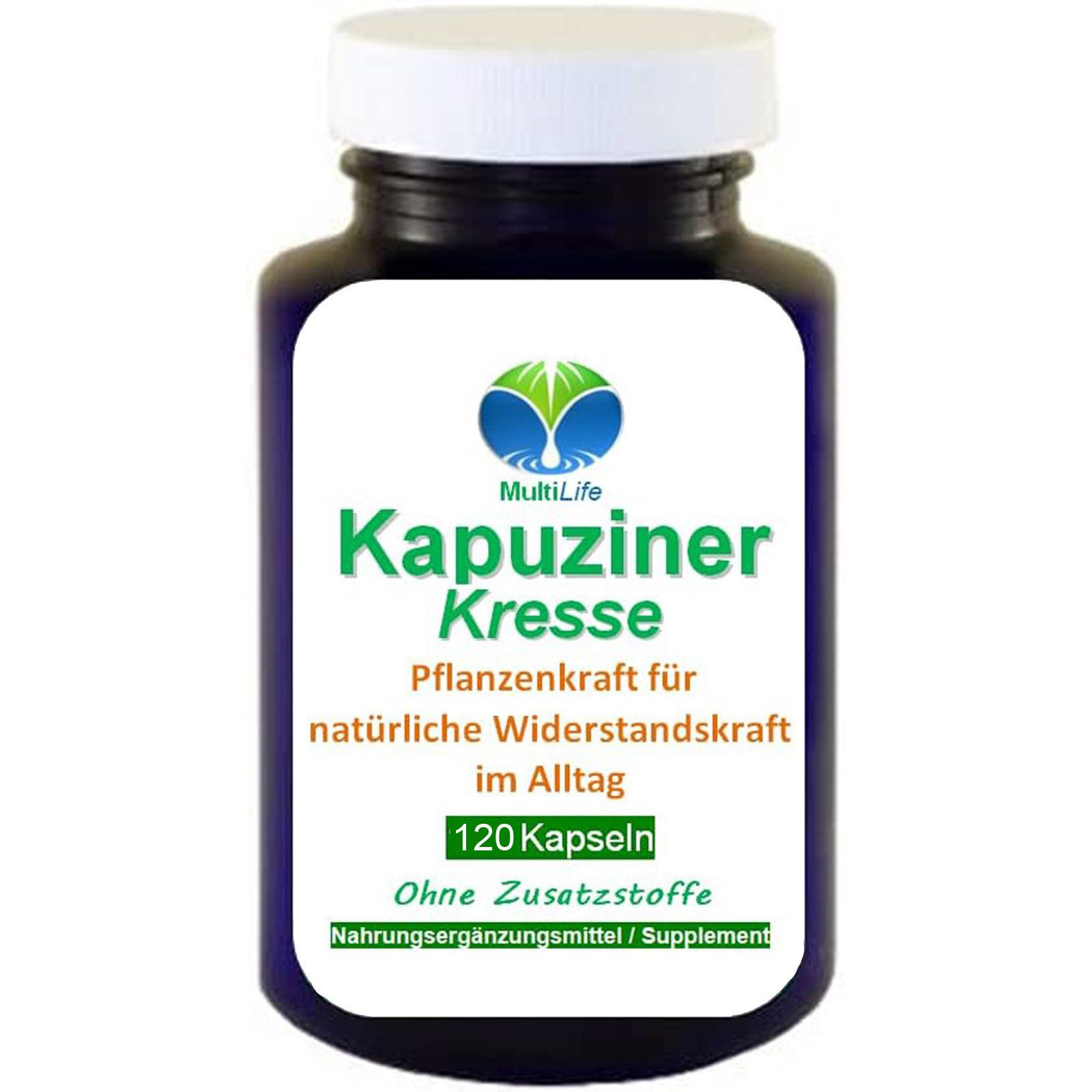 MultiLife Kapuzinerkresse Senföle für Immunsystems & Abwehrkräfte NATUR PUR Kapseln, 1 er Dose à 120 St., 58,8 g, Art. 25983-120