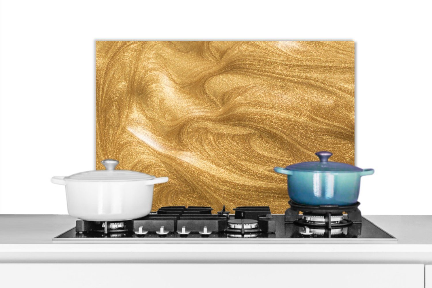 MuchoWow Küchenrückwand Ein goldener Hintergrund mit Glitzern, (1-tlg), 60x40 cm, Herdblende aus Wandschutz, Temperaturbeständig küchen | Küchenrückwände