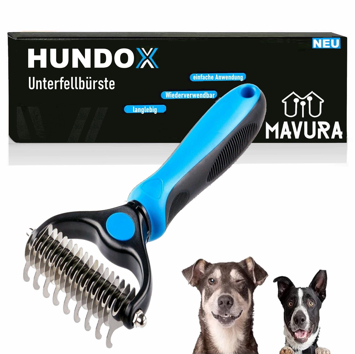 Fellbürste HUNDOX Unterfellbürste Unterwollbürste Entfilzung Fellpflege Hunde
