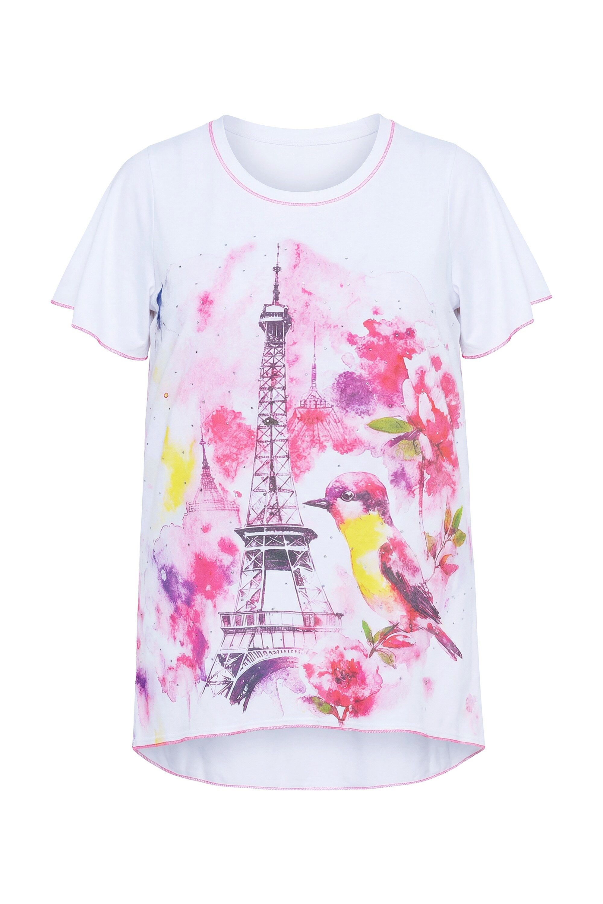 T-Shirt T-Shirt A-Linie Eiffelturm-Motiv Halbarm