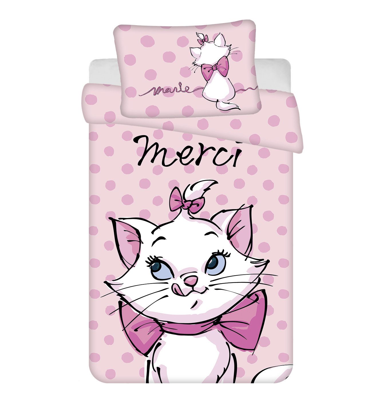 Disney Kinderbettwäsche Marie Kinderbettwäsche – Bettbezug 100x135 cm & Kissenbezug 40x60 cm