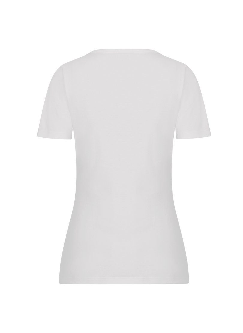 T-Shirt V-Shirt aus weiss Baumwolle/Elastan Trigema TRIGEMA
