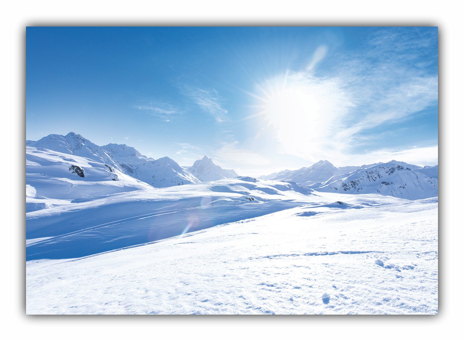 LYSCO Плакат XXL Plakat Winter, Winterlandschaft, Schnee, Winterparadies Schnee im Gebirge Sonne am blauen Himmel (F249) (100 x 70 cm DIN B1), Wandbild, Wandposter (Lieferung gerollt)