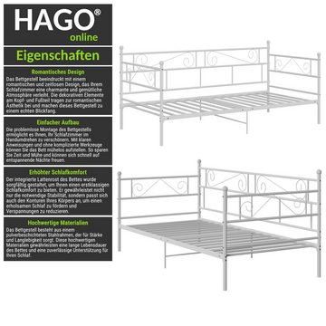 HAGO Bettgestell Bettgestell 90x200cm Tagesbett Gästebett Bettsofa Jugendbett Kojenbett