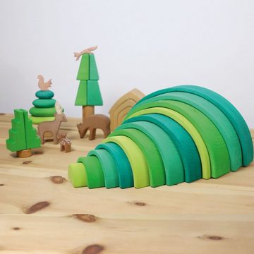 GRIMM´S Spiel und Holz Design Spielbausteine Holzspielzeug Regenbogen Groß Grün 12 Holzbögen