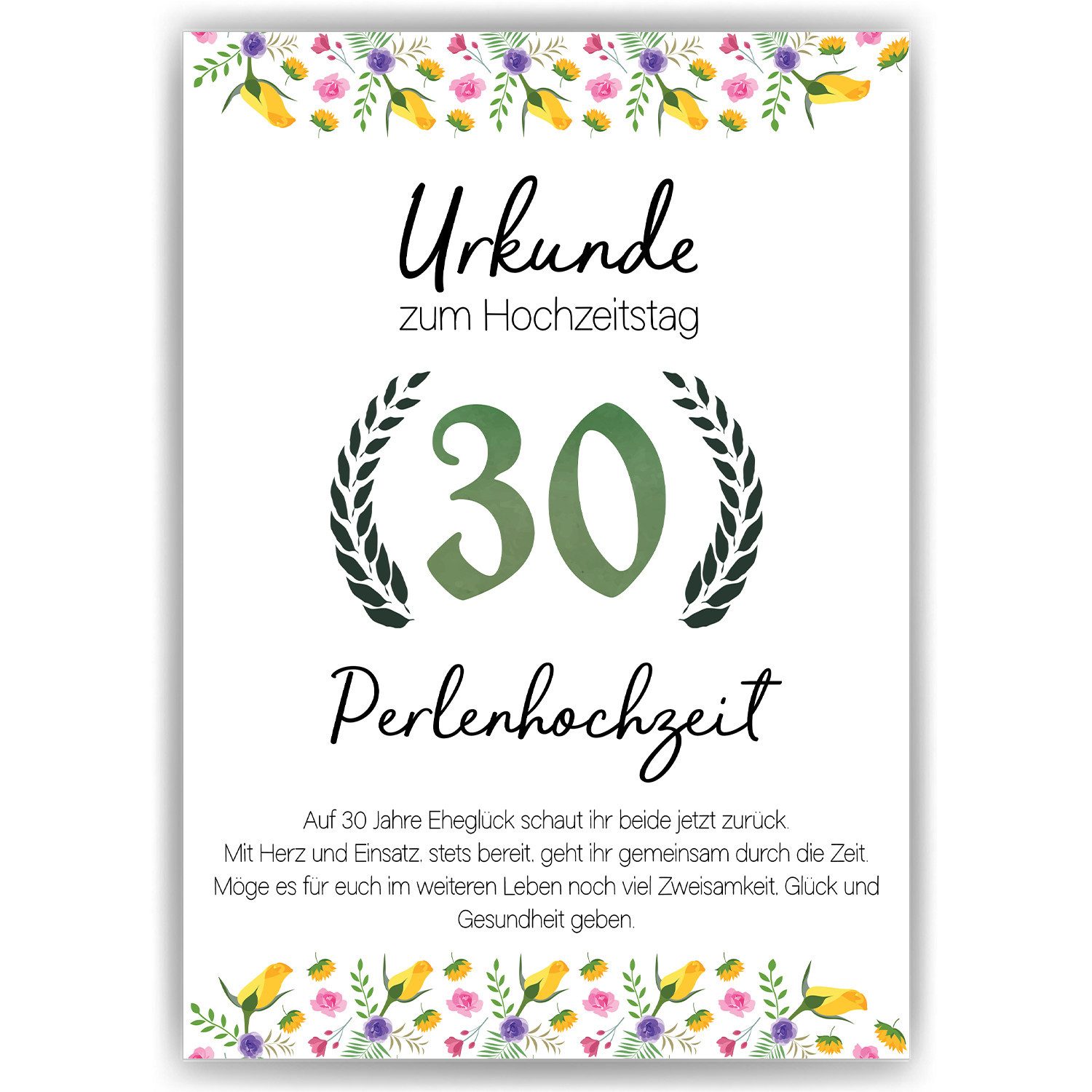 Tigerlino Poster 30. Hochzeitstag Geschenk Urkunde günstig online kaufen