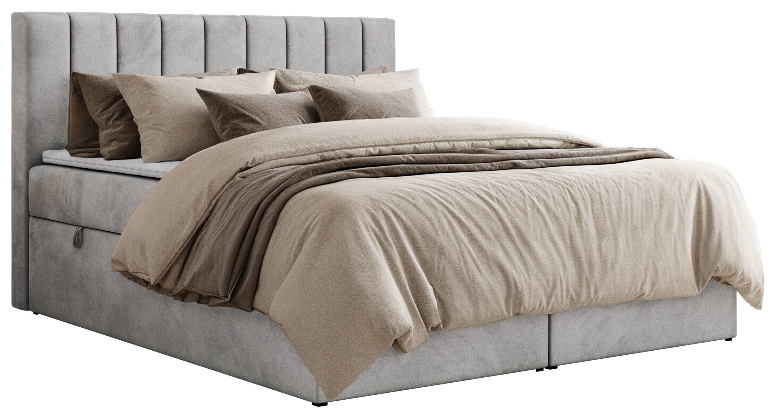 MKS MÖBEL Boxspringbett ALVER (Set, Doppelbett mit Stauraum, Matratze (H3/H4) & Topper (Visco oder T25), 2 Bettkästen, Federautomaten, Multipocket 7-Zonen H3/H4