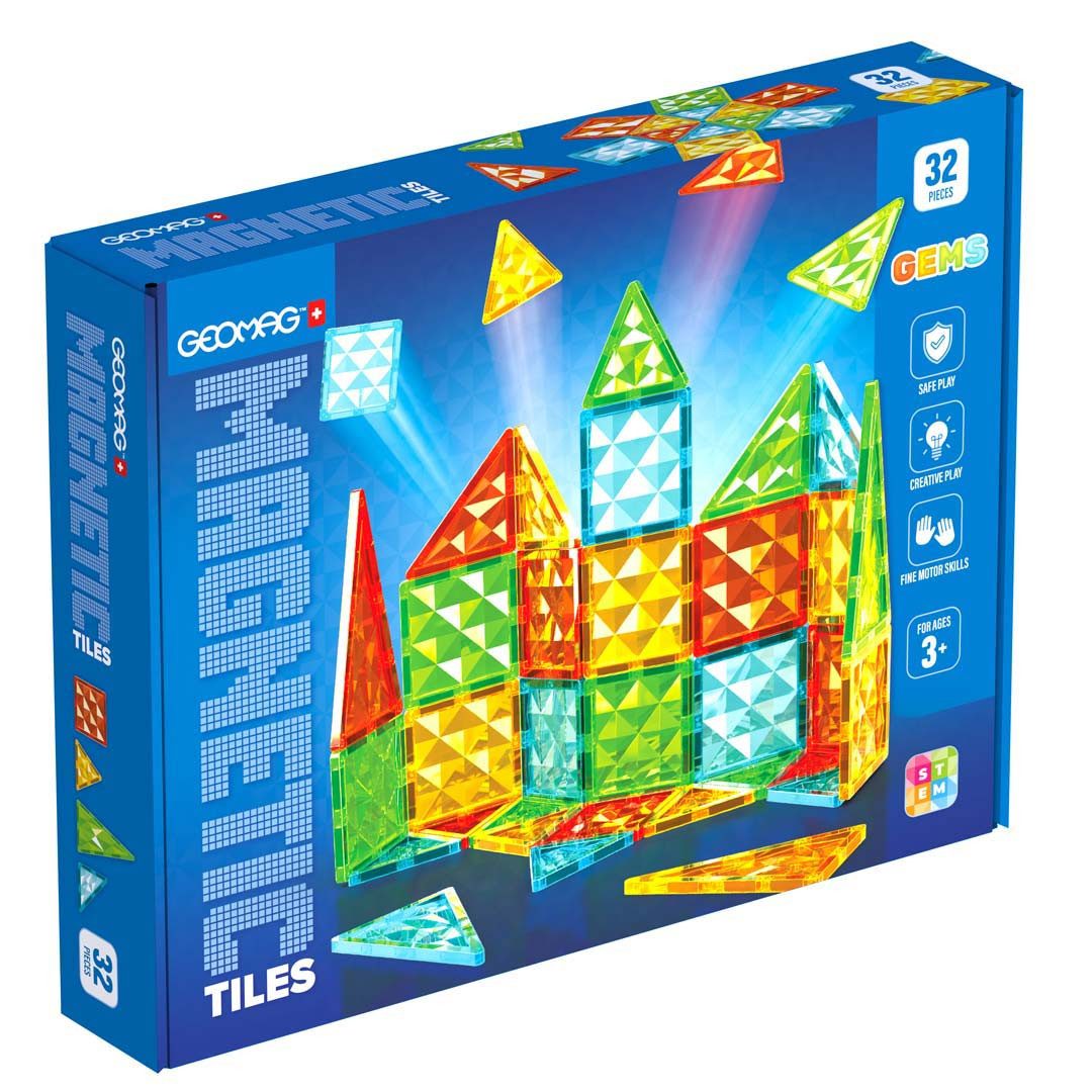 Geomag™ Magnetic Tiles Gems (4101) Magnetspielbausteine, (32 St)