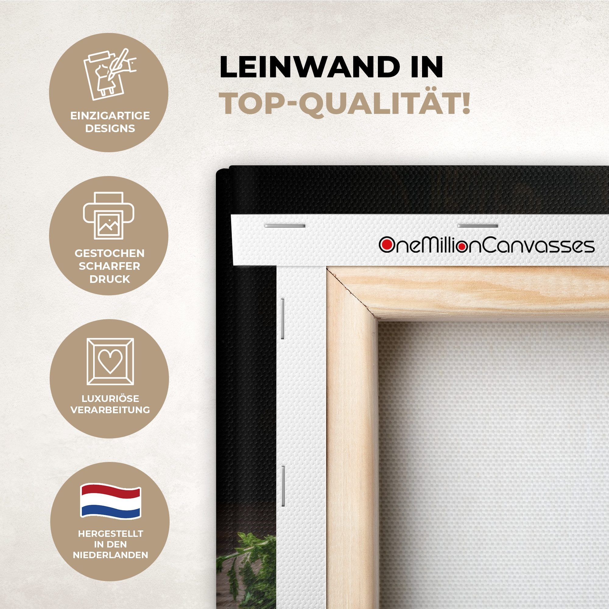 OneMillionCanvasses® Leinwandbild Kräuter - Stilleben - Gewürze - Schwarz, Fotodruck (1 St), Wandbilder für Esszimmer, Wanddeko Bilder Küche, 30x20 cm