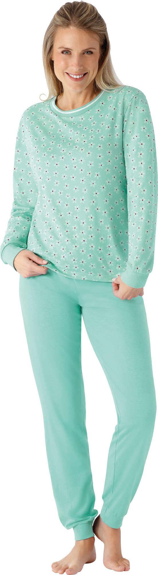 Hajo Pyjama Damen-Schlafanzug Interlock-Jersey Blumen