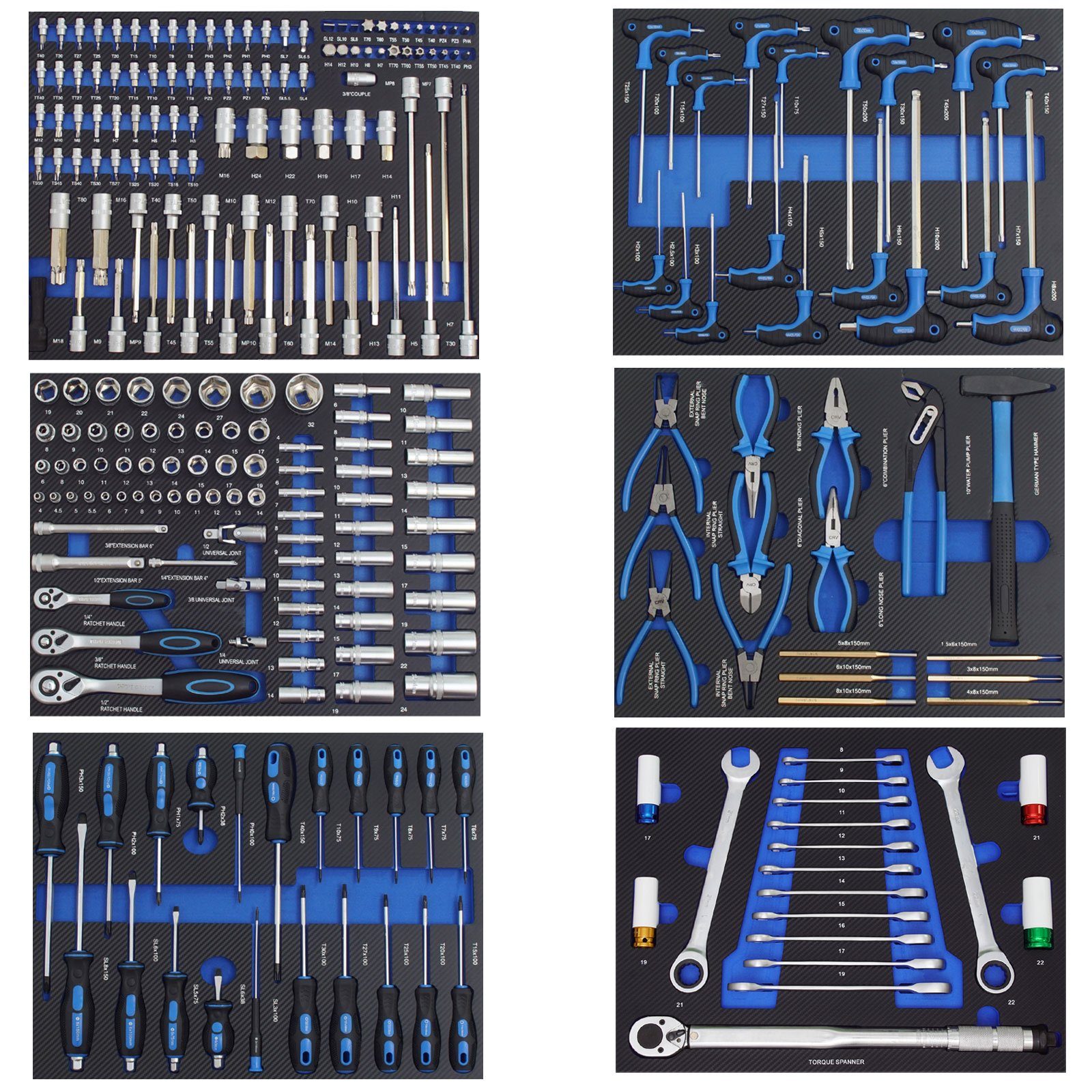 TRUTZHOLM Инструментset Profi Werkstattwagen Einlagen blau Инструментeinlagen 520x400mm bestückt, (Set), Инструментsatz