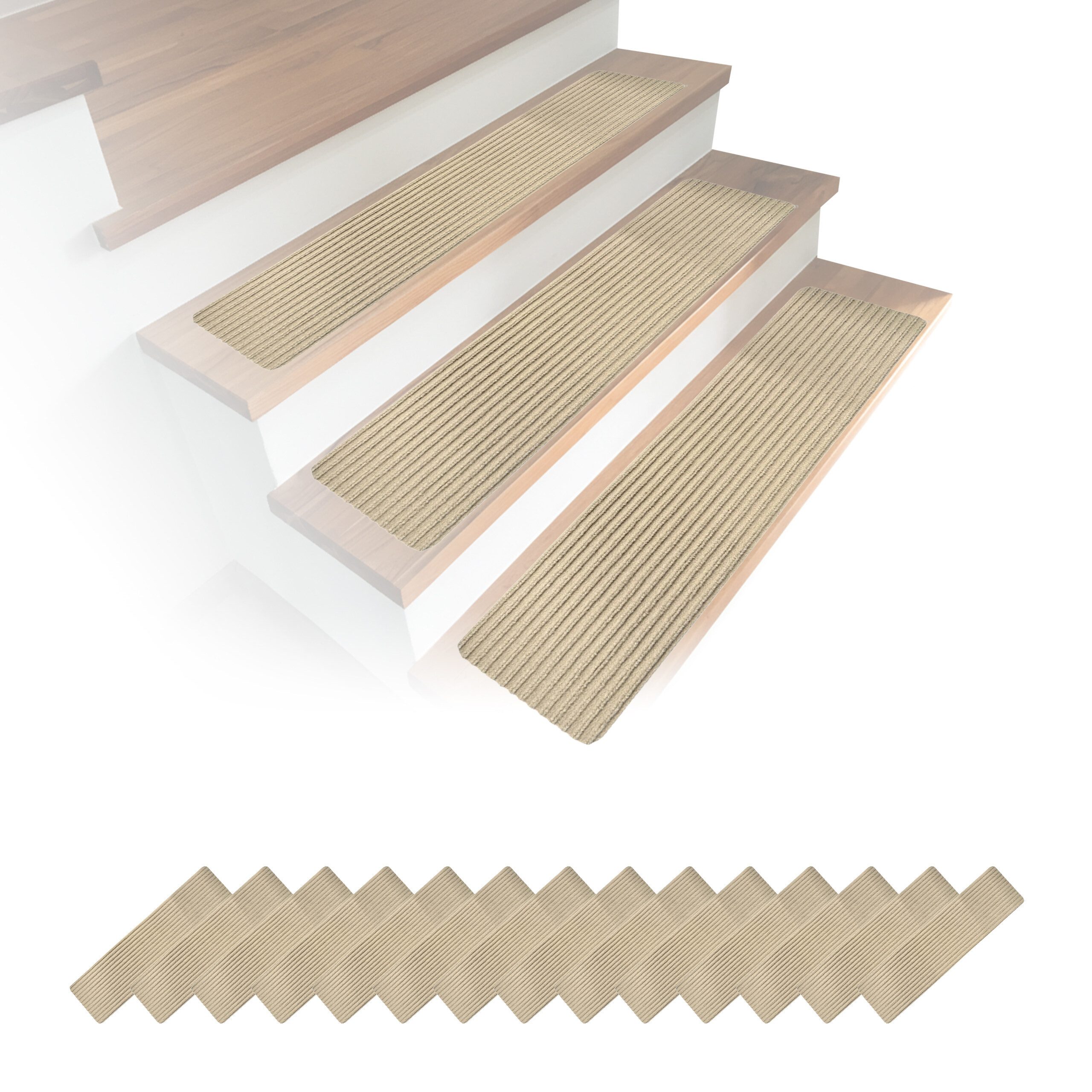 relaxdays Stufenmatte Rechteckige Stufenmatten 16er Set 75x20, Höhe: 7.5 mm, Beige