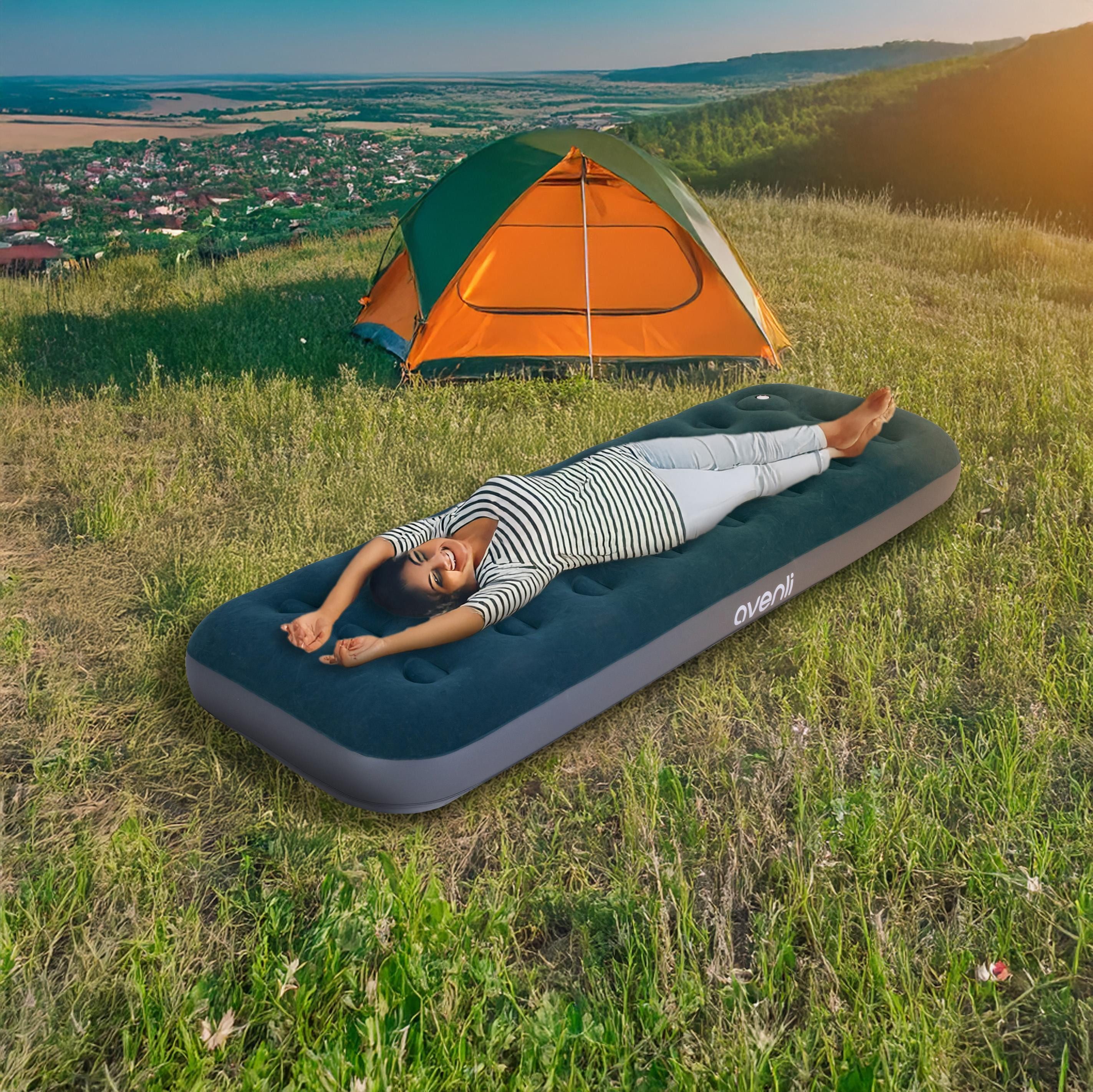 Avenli Luftbett Camping für 1 Person mit Fußpumpe bis 150 kg 192x73x22cm Si günstig online kaufen