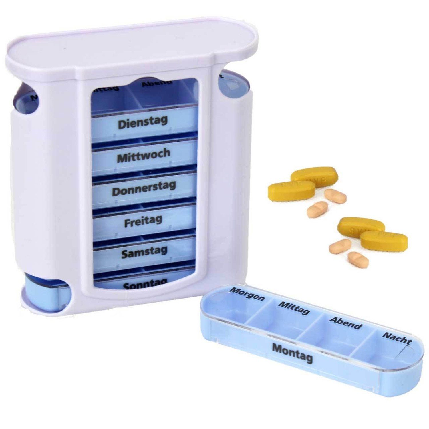 Best Choice Pillendose 7 Tage Tablettenbox (Stück, 1 St., Tablettenbox), Tablettenturm Tablettenbox Pillenbox Tablettendose