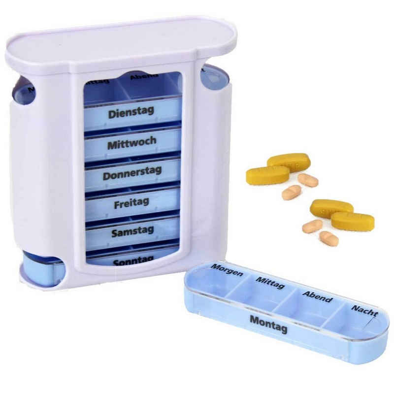 Best Choice Pillendose 4 Stück Pillenbox Deluxe (Stück, Pillenbox), Medikamentendosierer Tablettenbox Medikamenten-Dosierer