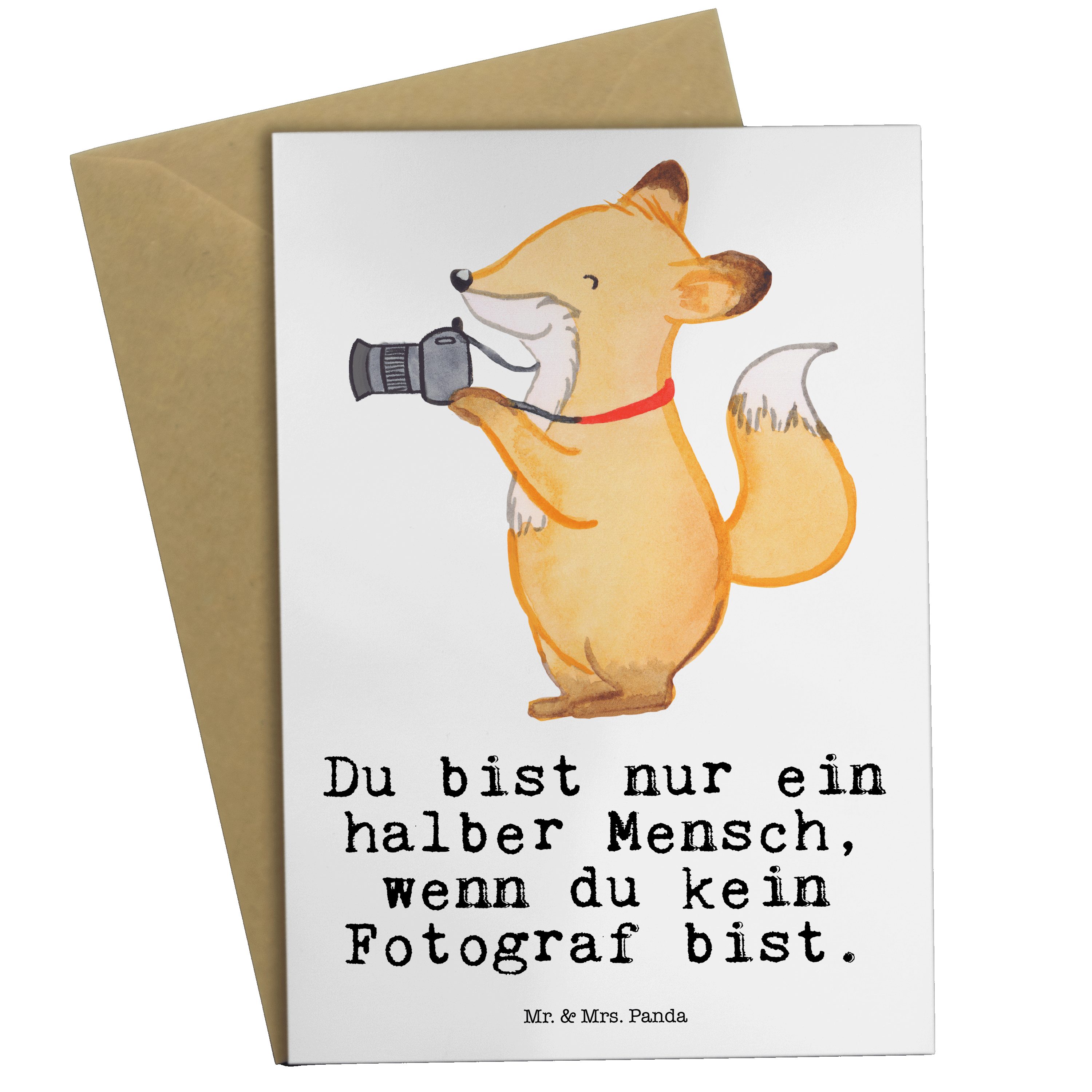- Grußkarte Weiß - Geburtstagskarte, Mr. Geschenk, mit Herz Panda Mrs. Glückwunschkar & Fotograf